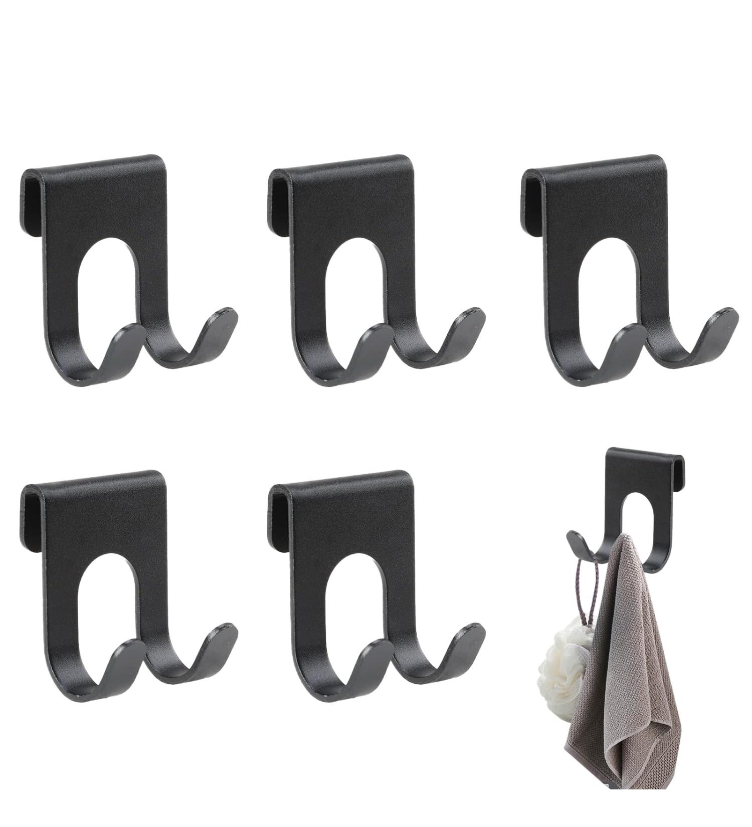 Self-Adhesive Razor Holder Shower - 5 PCs Multi-Purpose Hook Aluminum Bracket for Bathroom & Kitchen Organization - No Drilling Required Black - Buy Online on SooperMarket.com