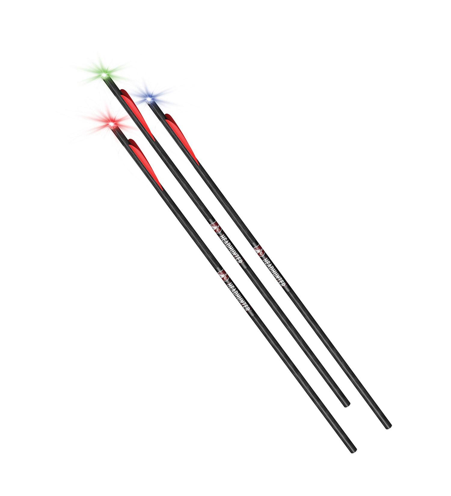 Barnett Headhunter Strobe Lighted Crossbow Arrows, 3-Pack of Polycarbonate Half-Moon Nocks, with Multi-Colored Strobe Lights 22"