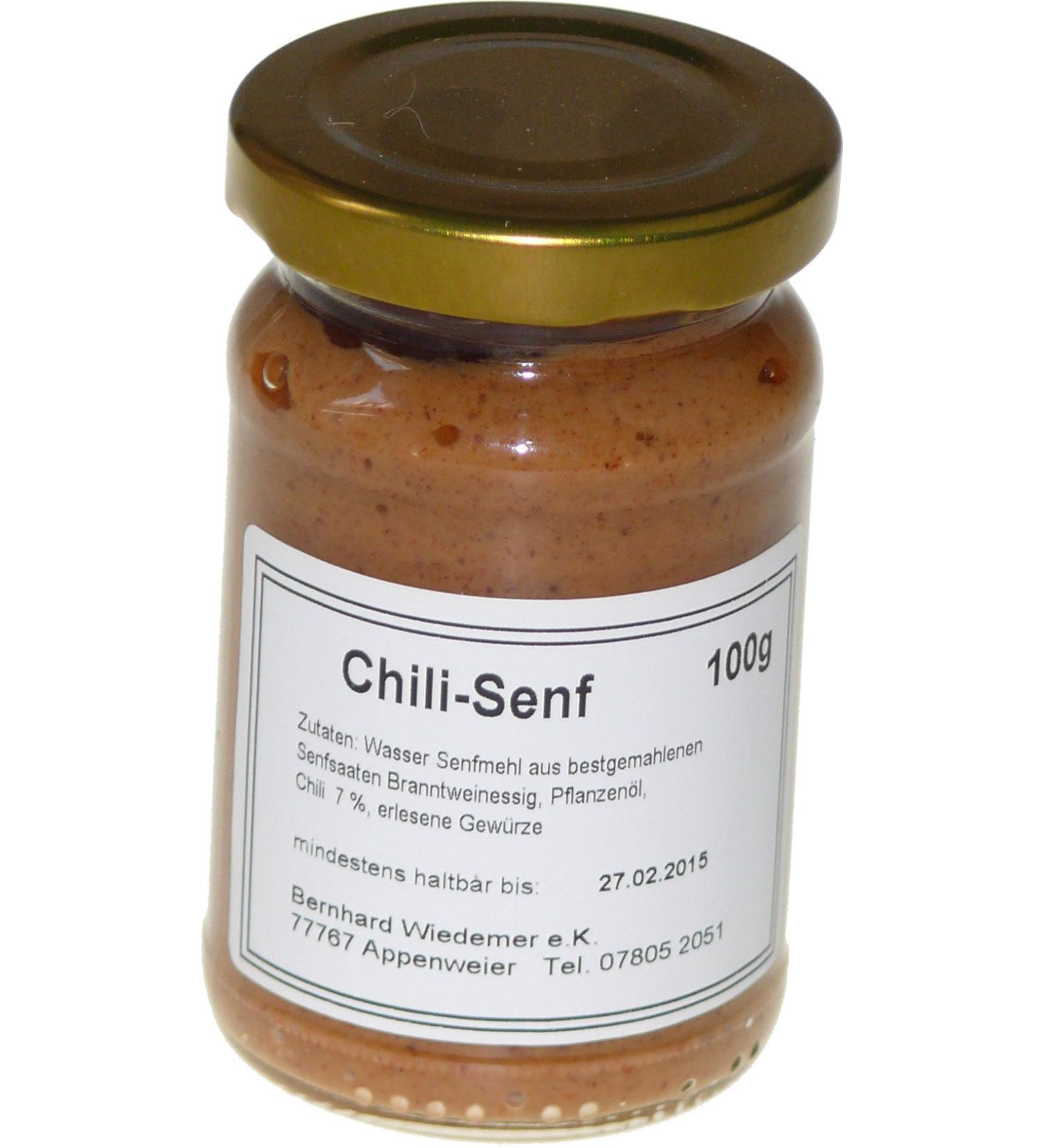 Wiedemer-spicy-sharp chillienf from fresh preparation with selected natural vegan ingredients-1 glass of 100g gourmet mustard for grilled sauce dips sandwiches cheese and much more.