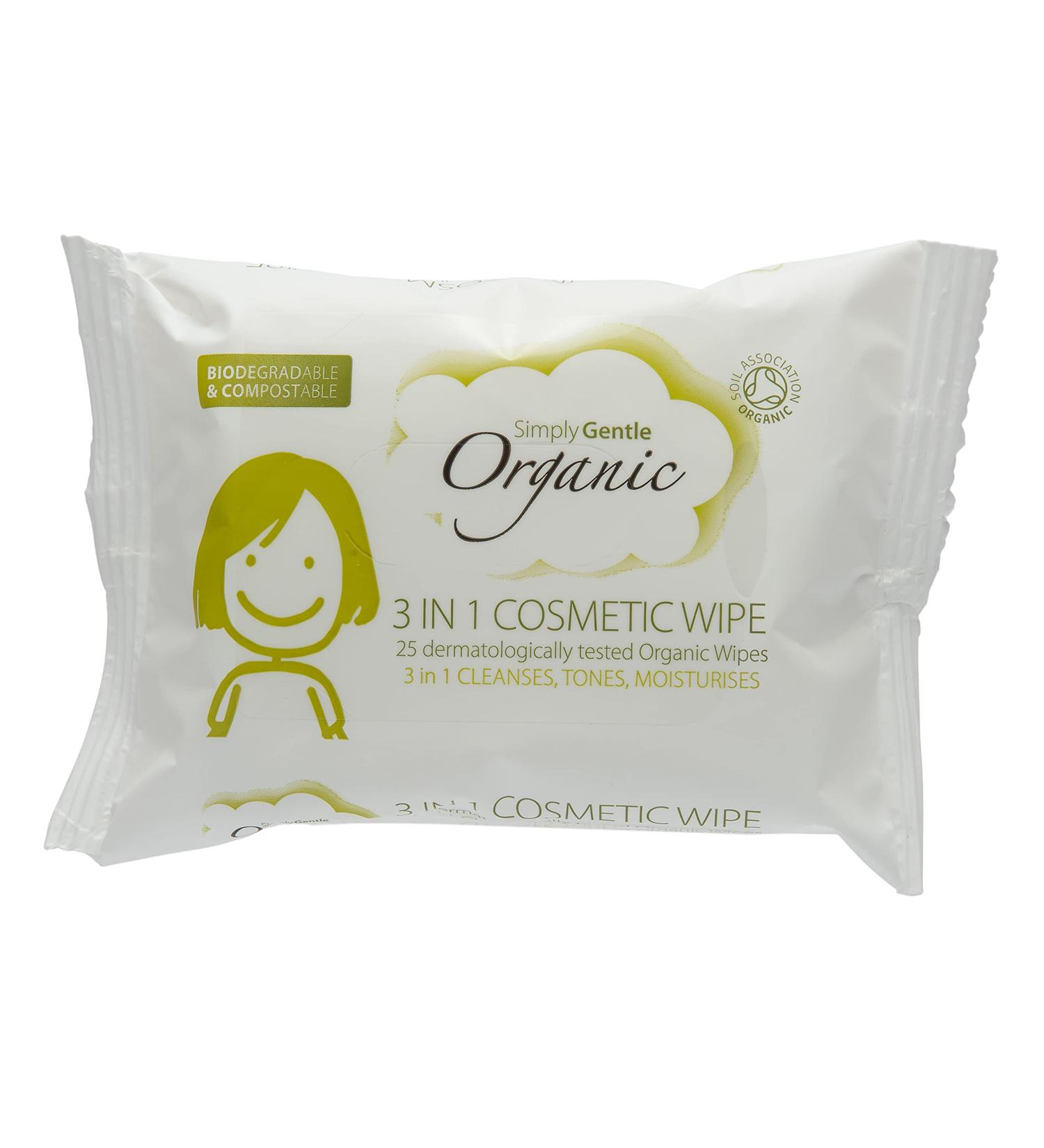 Organic 3 in 1 Cosmetic Wipes - 25 Eco-Friendly Wipes for Clean Skin | International Shipping Available - Buy Online on SooperMarket.com