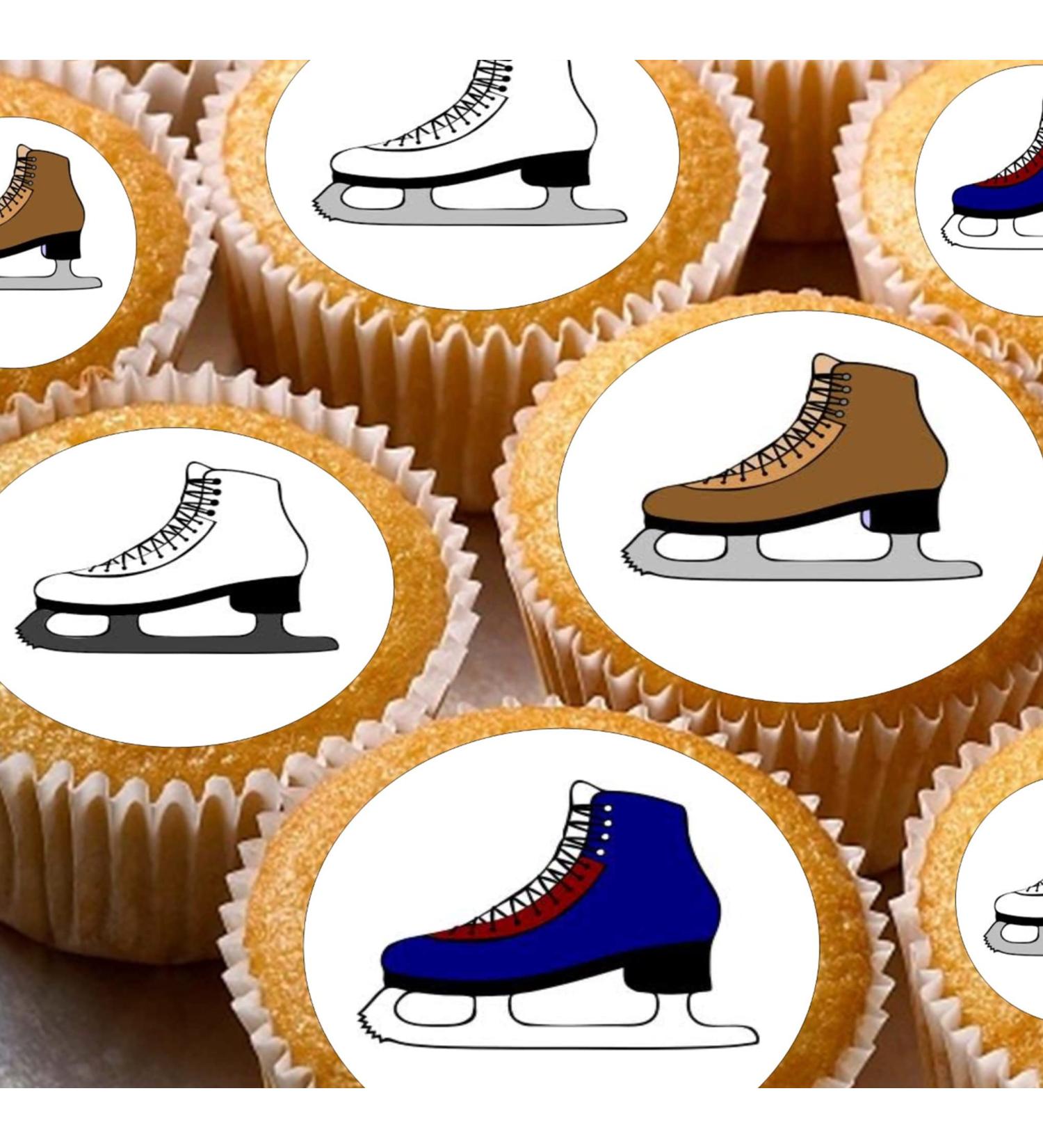 24 edible PRE CUT Ice Skating bookts style kids childrens party decorations Wafer Paper Cupcake Fairy Cake Toppers - Buy Online on SooperMarket.com