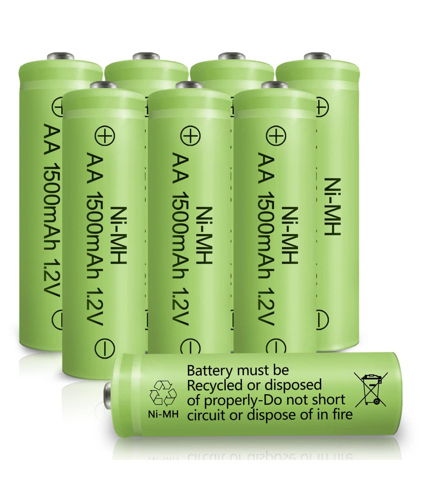 Rechargeable AA Batteries 1500mAh - High Capacity NIMH 1.2V - 8 Pack Pre-Charged for Solar Lights & Household Devices - Buy Online on SooperMarket.com