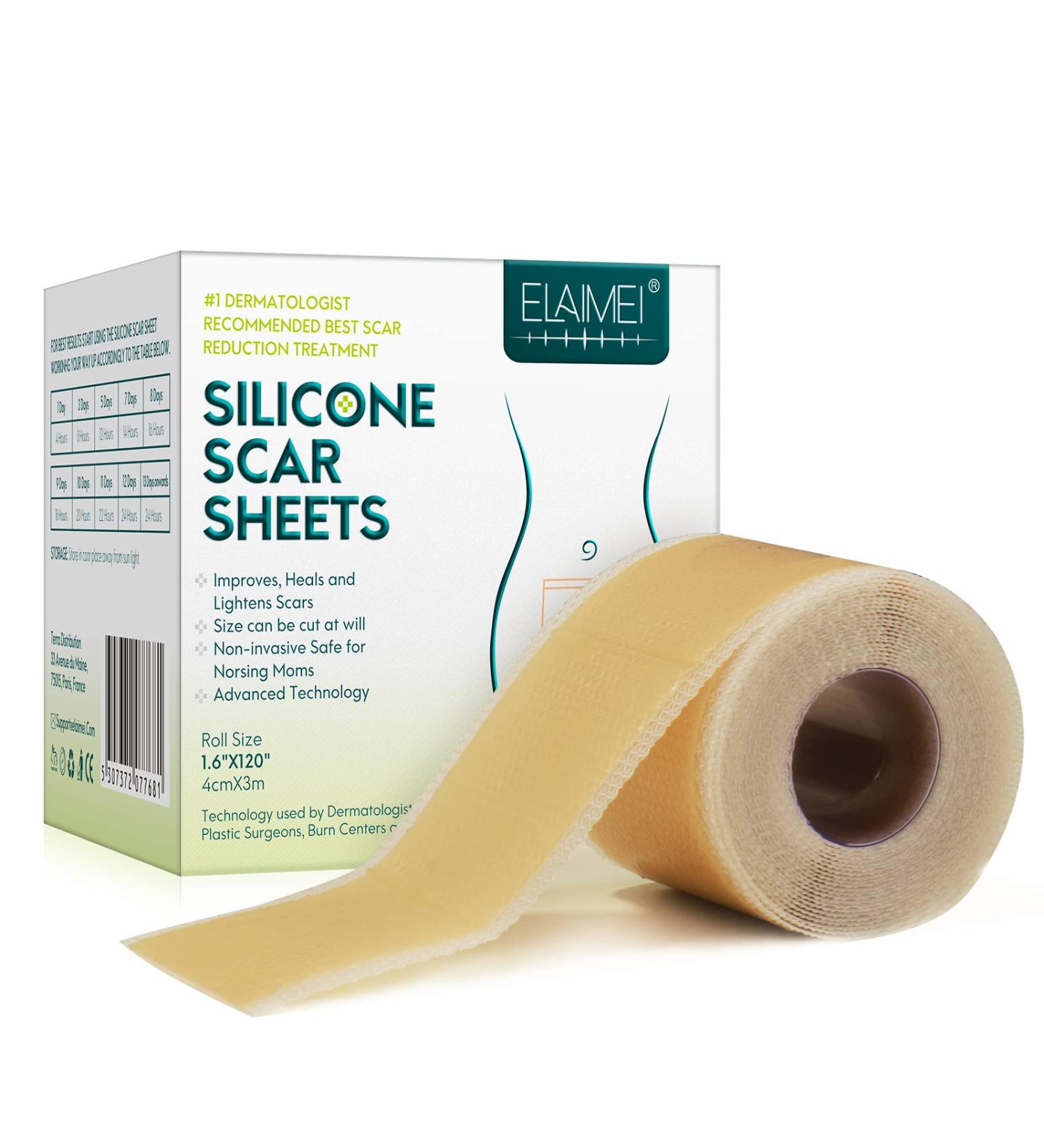 Silicone Scar Sheets Roll (1.6 x 120) for Scar Removal - Professional Grade Strips for Surgery, C-Section, Burn, Acne, Keloid - Safe & Reusable - Buy Online on SooperMarket.com