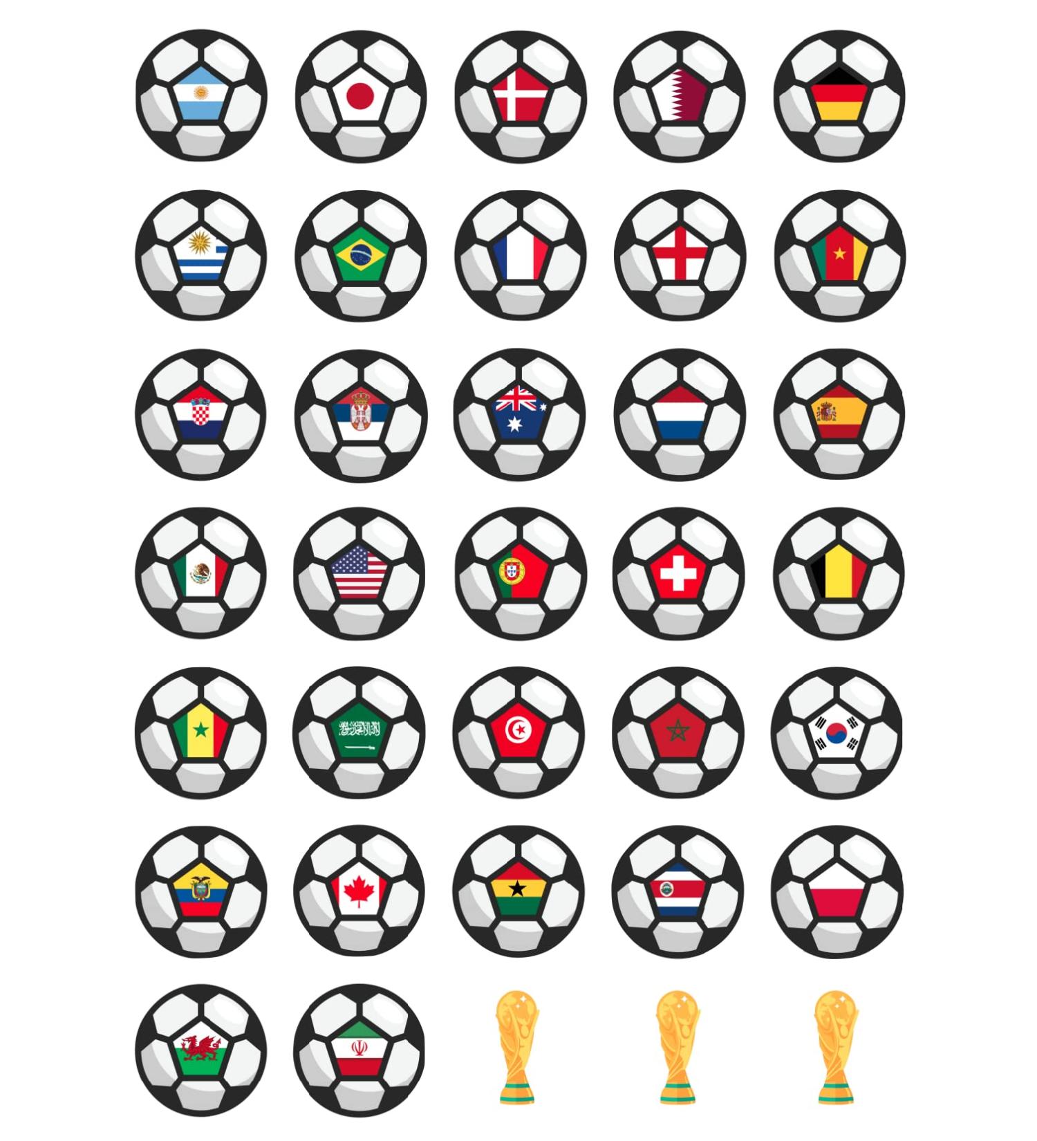 35 x Pre Cut World Cup Flags Football Cupcake Toppers/Decorations Edible Wafer Paper - Buy Online on SooperMarket.com