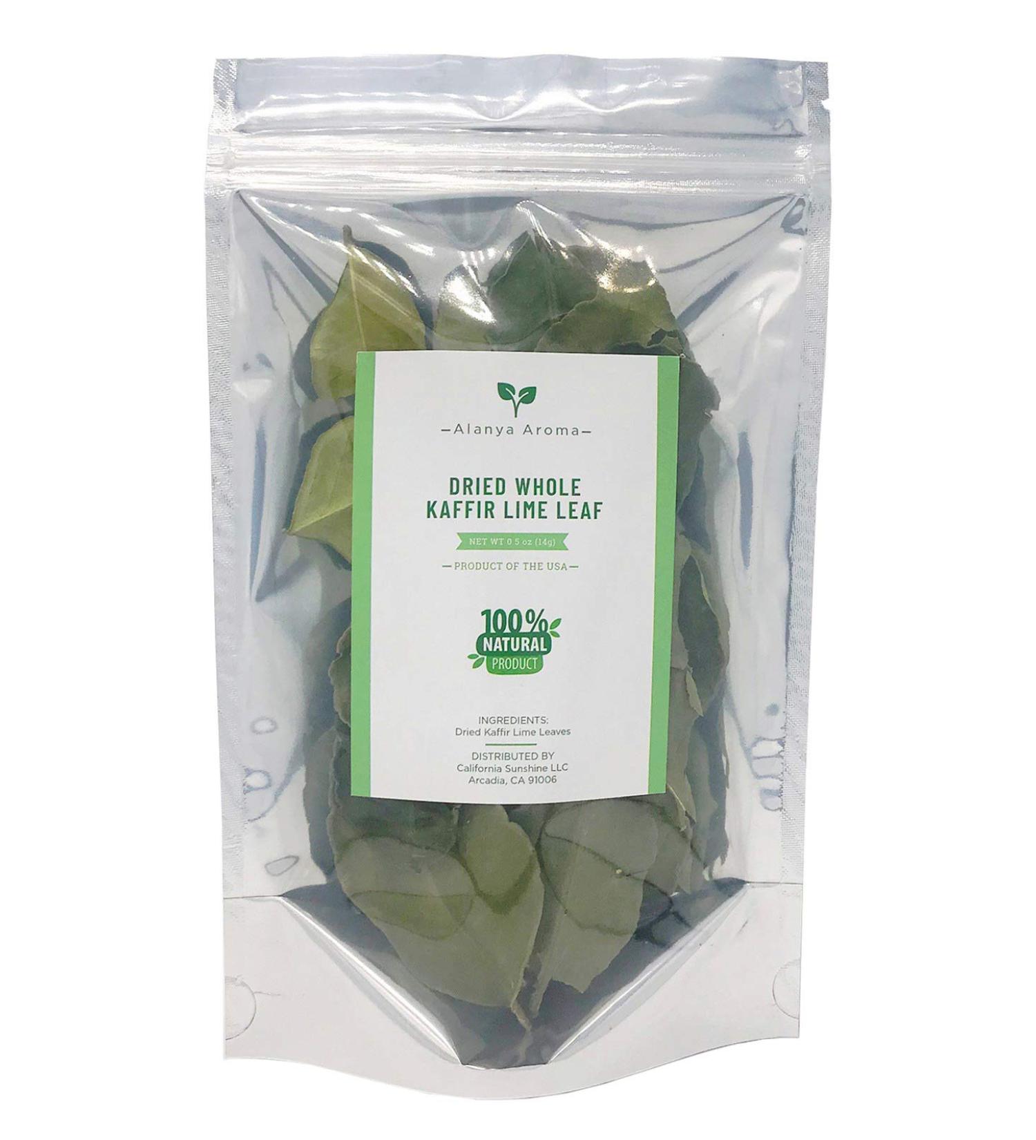 California Grown 0.5 Oz Alanya Aroma Dried Kaffir Lime Leaves - Premium Quality - Buy Online on SooperMarket.com
