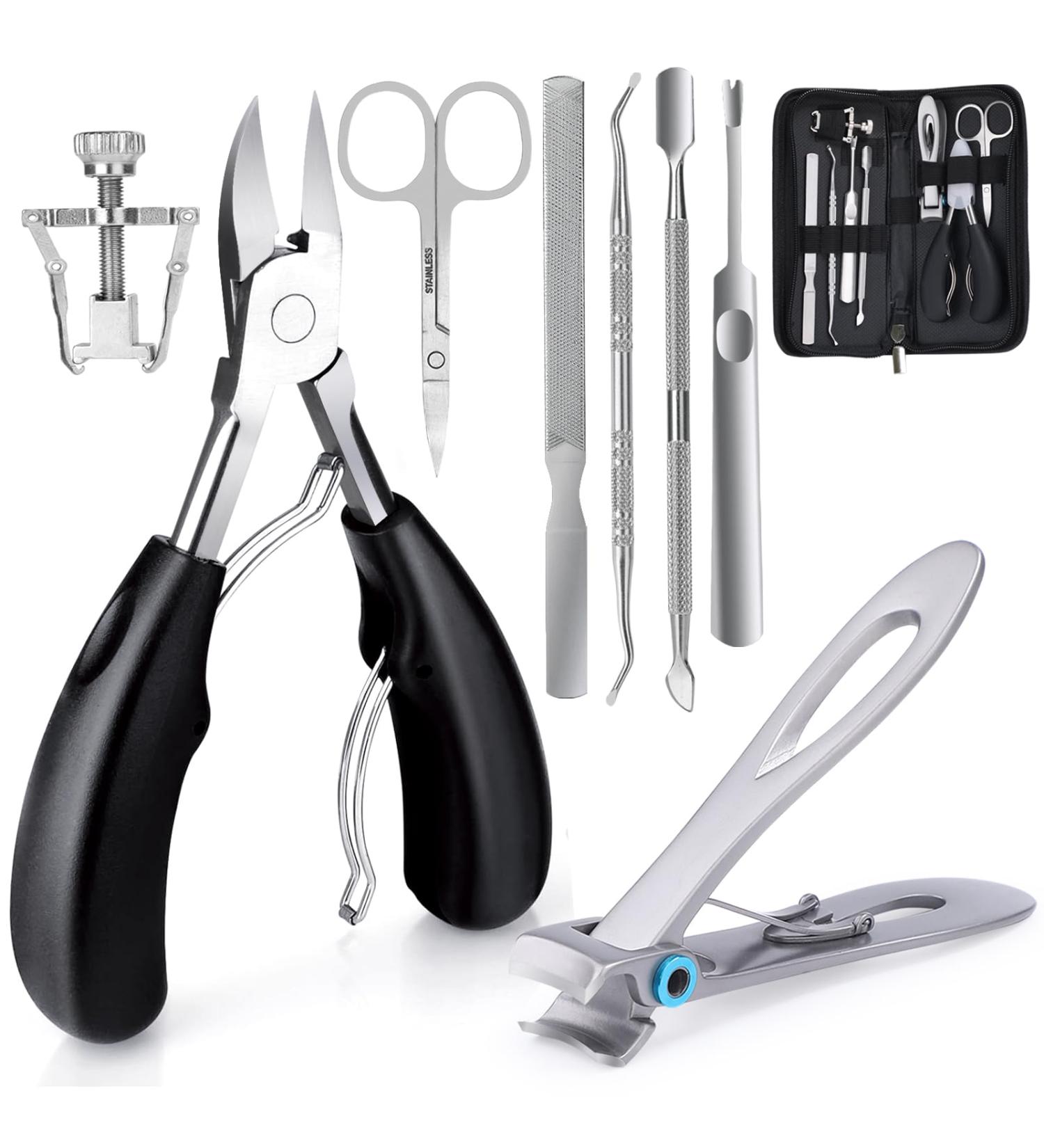 Jupeli Professional Toenail Clip Set - Sharp Stainless Steel Nail Clippers for Thick & Ingrown Nails 8PC Pedicure & Manicure Kit with Nail Scissors Shapers & Files - Perfect Foot Care Solution - Buy Online on SooperMarket.com