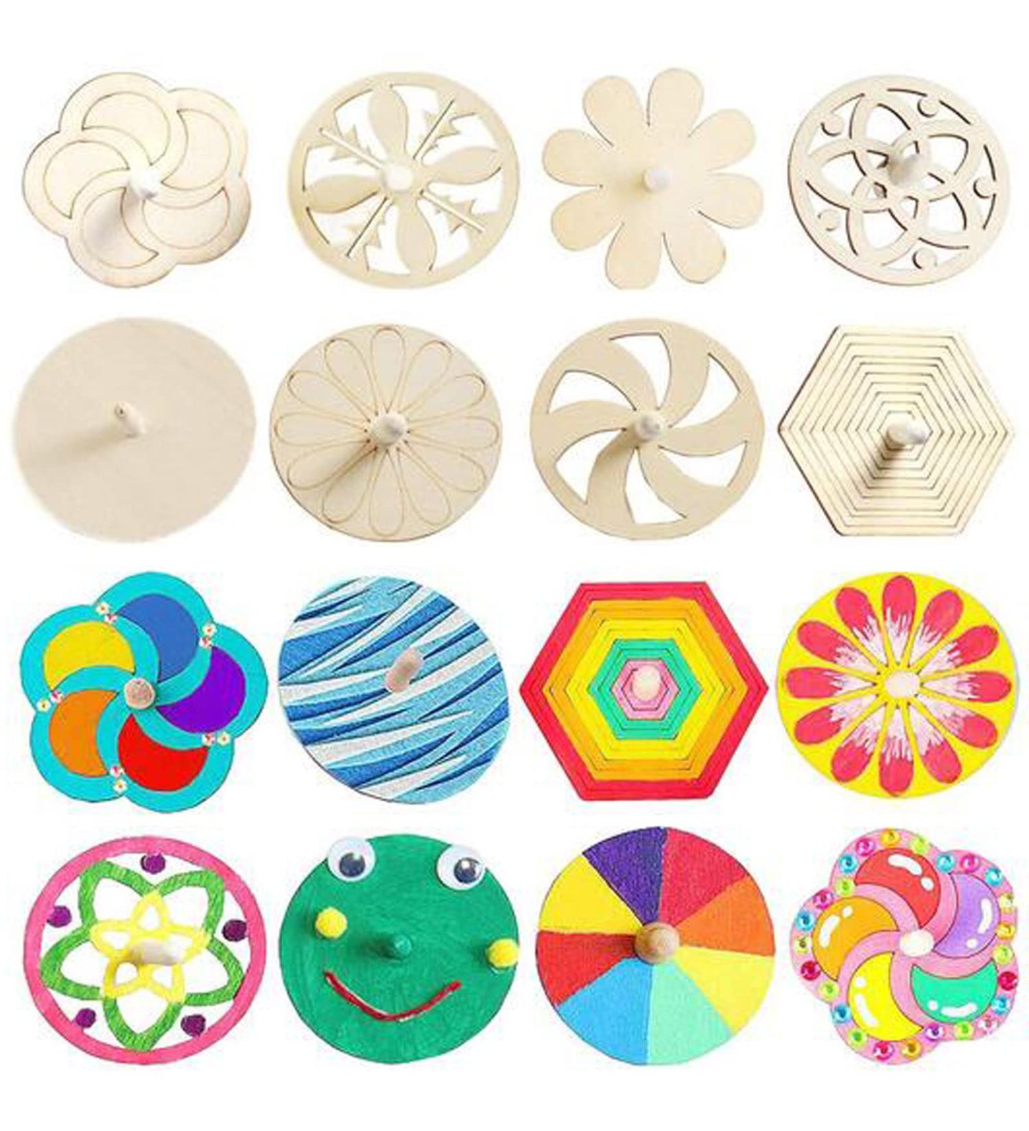 Liuer 24pcs Wooden Roundabout Toy Set - Perfect Children's Birthday Guest Gifts - Eco-Friendly Wooden Circle in Assorted Paint Colors - Buy Online on SooperMarket.com