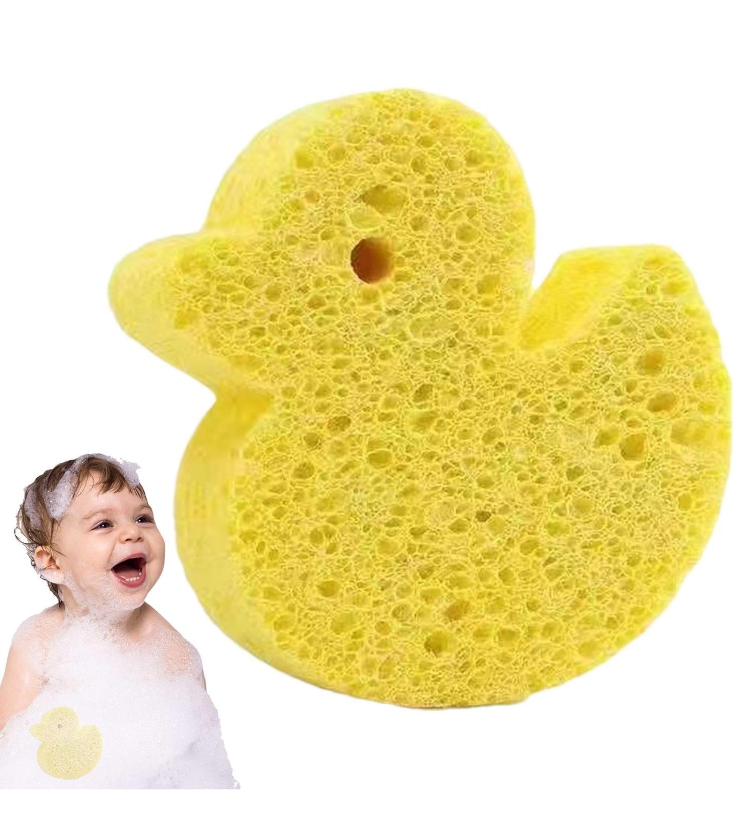 Visiblurry Bath Sponge for Kids | Soft Wood Pulp Sponge Body Wash Scrubber | Shower Sponge Dead Skin Remover Cute Shower Brush Bath Supplies for Toddler Kids Baby Yellow - Buy Online on SooperMarket.com