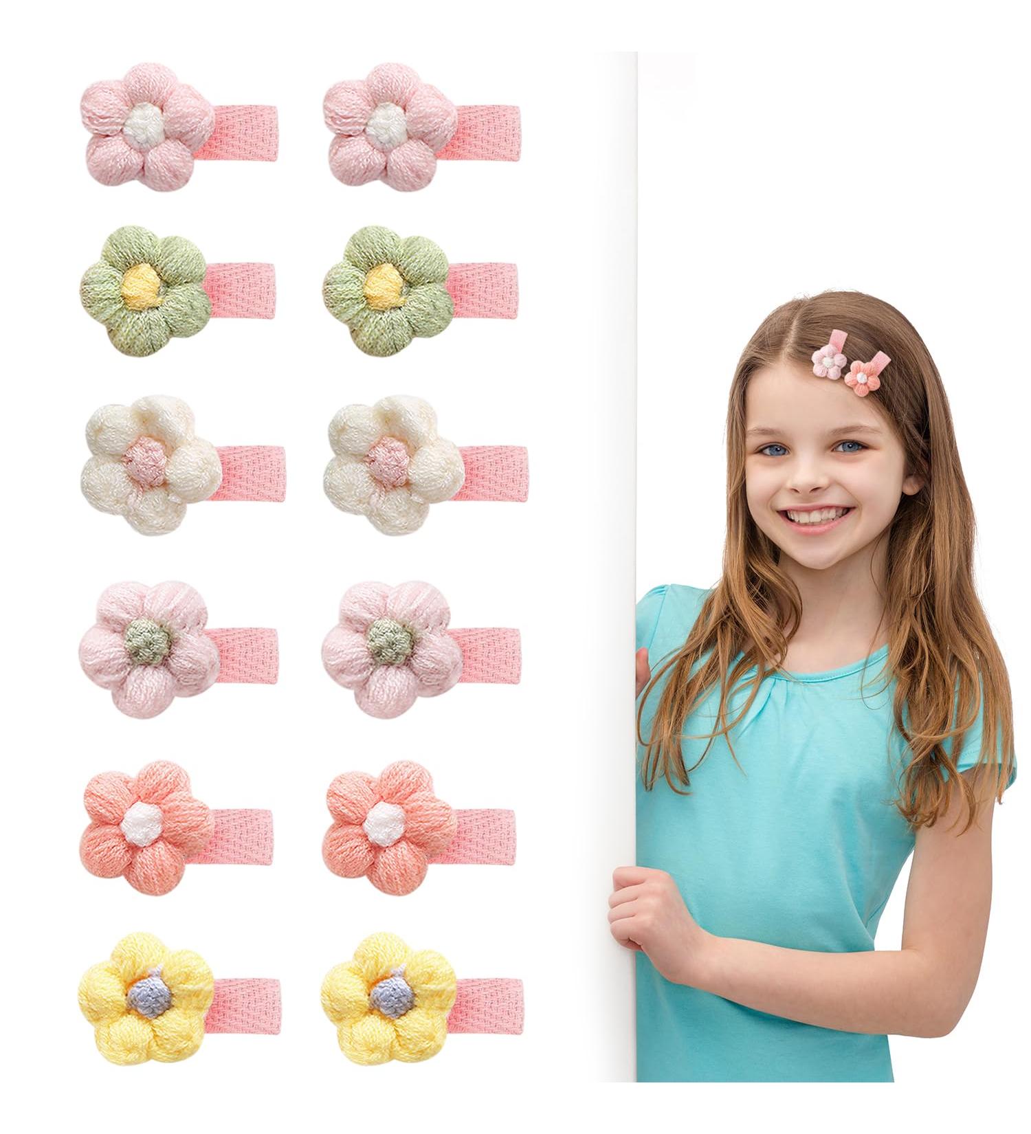 12pcs Sweet Flower Baby Hair Clips - Multi-Color Girl Hair Accessories - Buy Online on SooperMarket.com