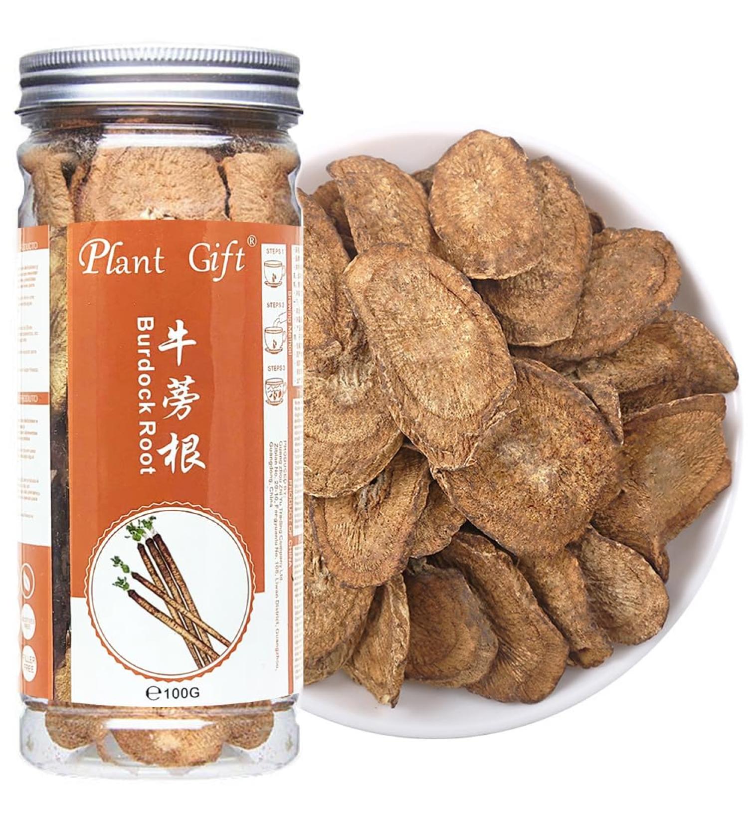 Plant Gift Burdock Root Tea 100g - Organic Non-Irradiated Sustainable Superfood for Weight Loss - Arctium Lappa L. - Buy Online on SooperMarket.com