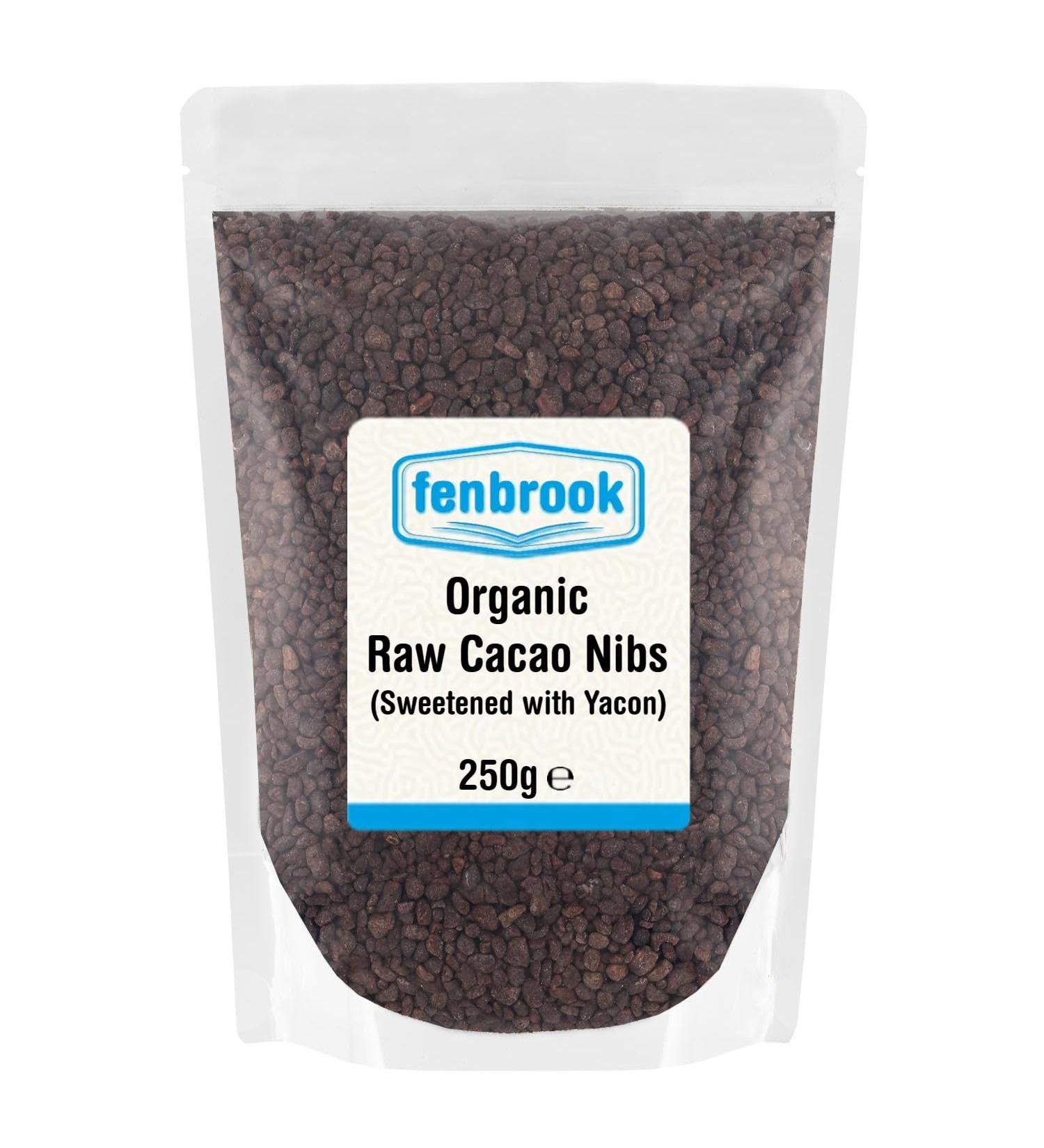 Organic Raw Cacao Nibs Sweetened with Yacon 250g | Certified Organic by Fenbrook Organic - Buy Online on SooperMarket.com