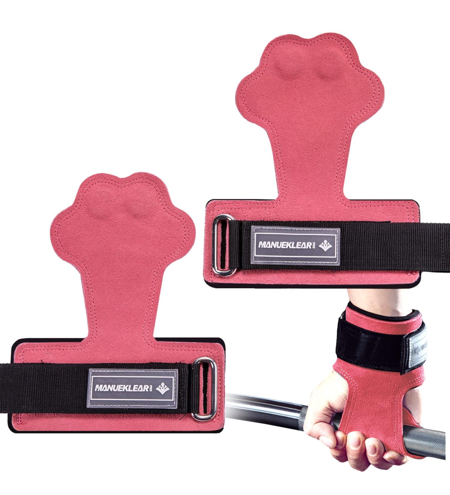 MANUEKLEAR Weight Lifting Wrist Wraps & Straps - Leather Hooks, Grips, Pads for Men & Women - Ideal for Deadlifts, Pull-ups, Powerlifting - Cat-Pink - Buy Online on SooperMarket.com