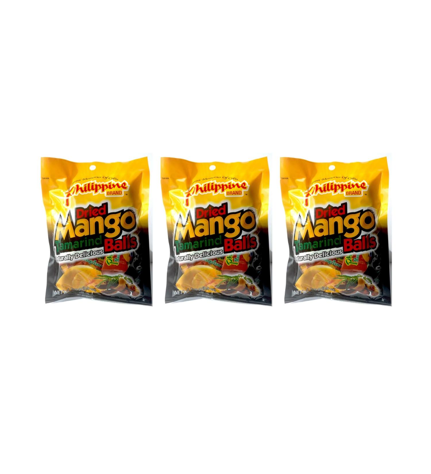 Philippine Brand Dried Mango Tamarind Balls 3.53oz Pouches (Pack of 3) - Delicious Tropical Snack - Buy Online on SooperMarket.com