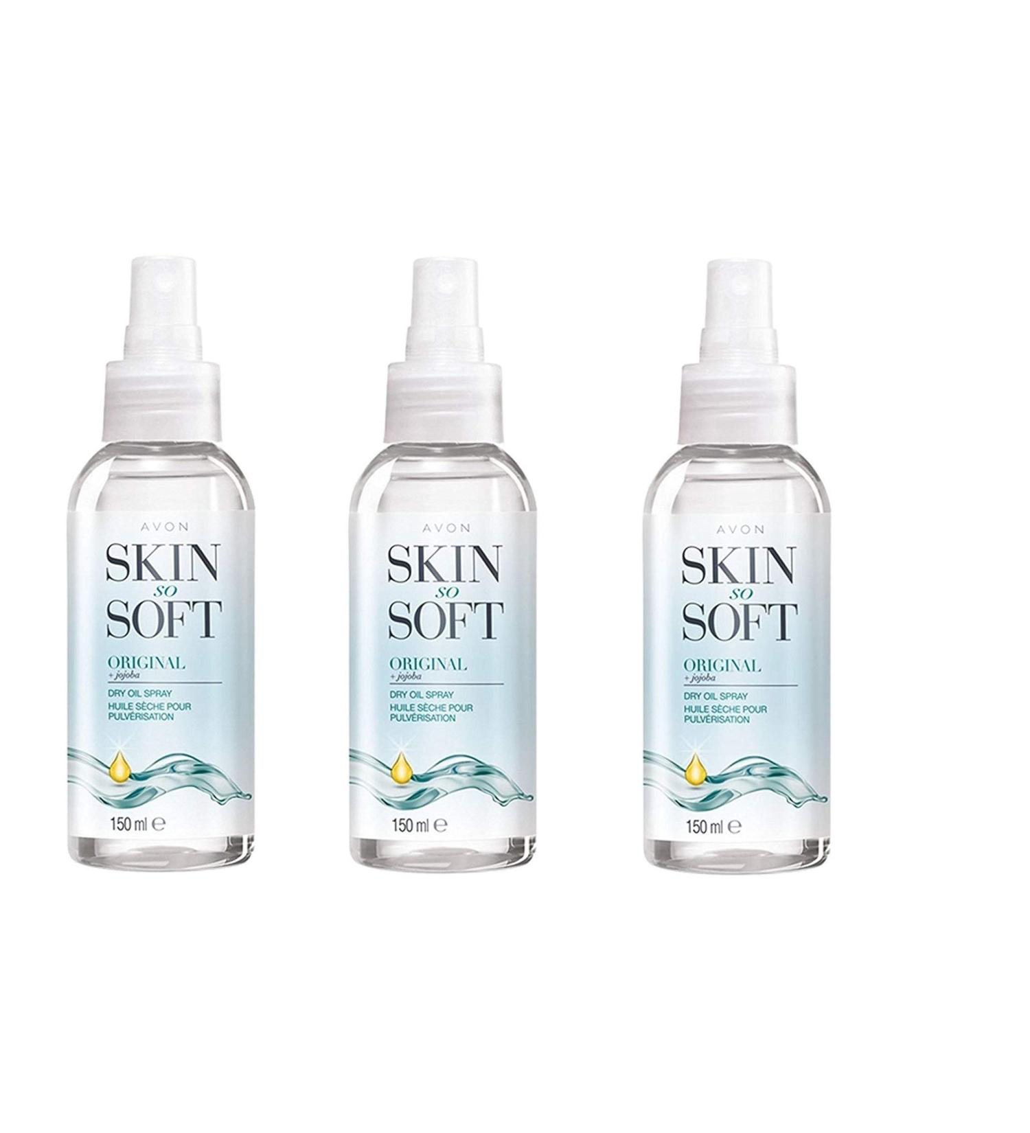 Avon Skin So Soft Original Dry Oil Body Spray with Jojoba 150 ml Pack of 3