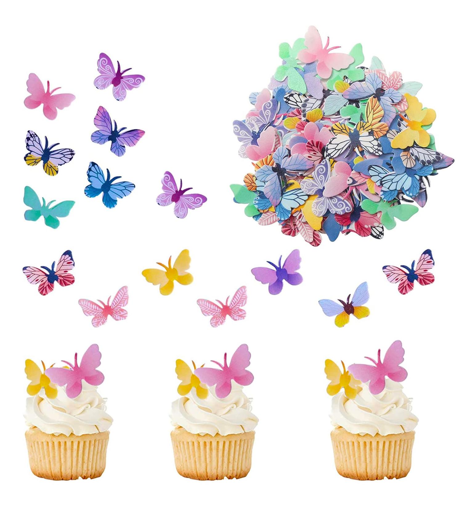 Catelves 72-Piece Edible Butterflies Cake Decorations | Rice Paper Cupcake Toppers for Birthdays & Parties - Buy Online on SooperMarket.com