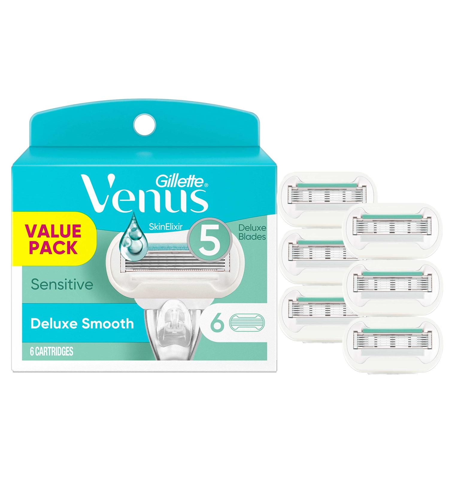 Gillette Venus Extra Smooth Sensitive Women's Razor Blade Refills - 6ct Blue Refills - Buy Online on SooperMarket.com