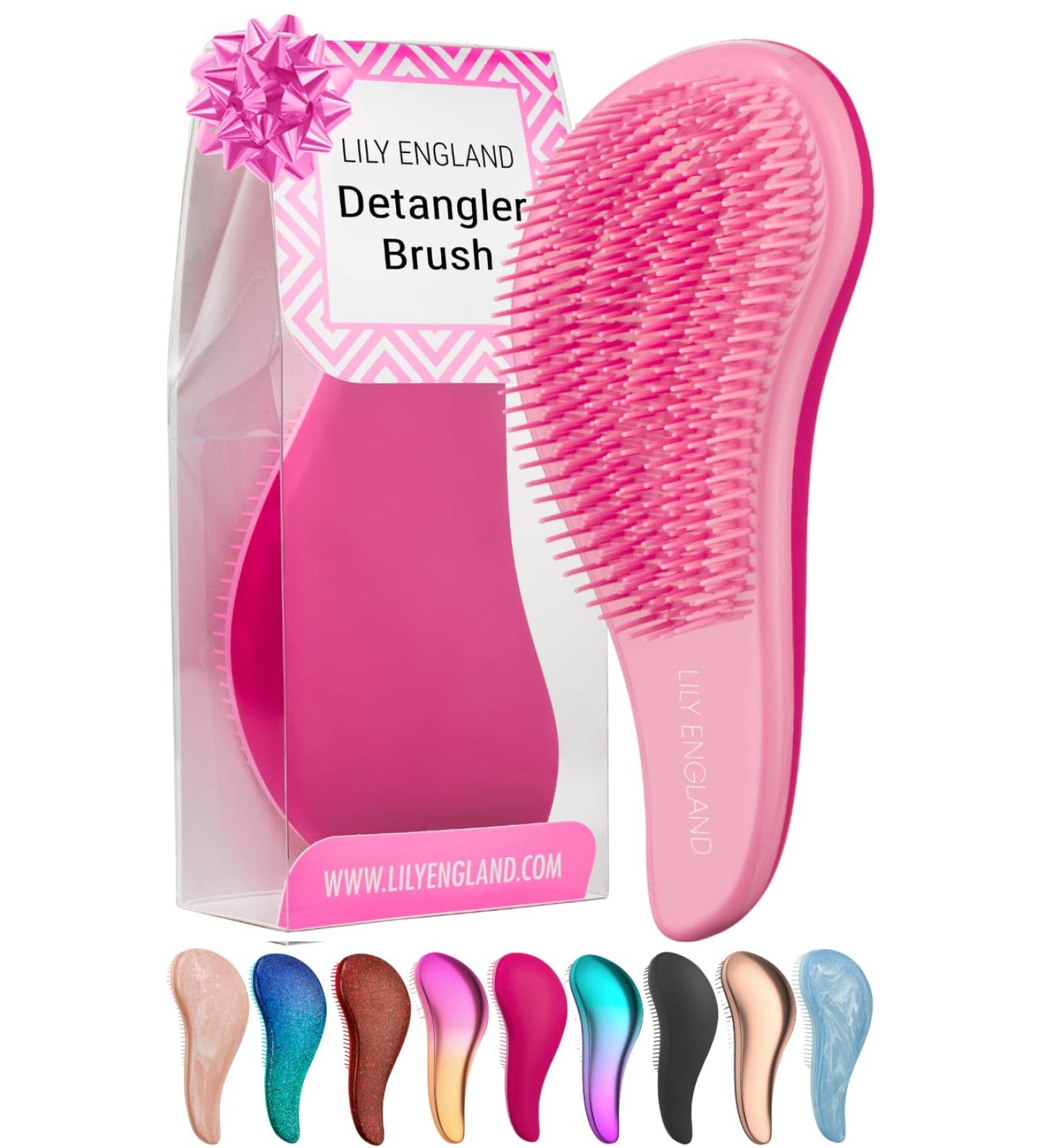 Detangle Hair Brush for Curly, Straight, Thick, or Natural Hair - Gentle Detangling Hairbrush for Kids, Women & Toddlers - Flexible Bristles - Lily England - Pink - Buy Online on SooperMarket.com