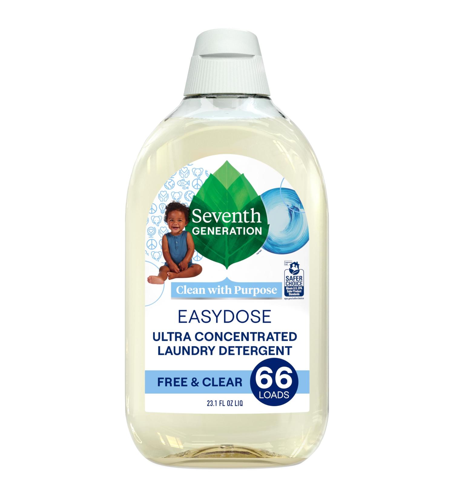 Buy Seventh Generation Baby Easy Dose Laundry Detergent - Ultra Concentrated Free & Clear (23 oz) | Eco-Friendly Hypoallergenic International Shipping Available - Buy Online on SooperMarket.com