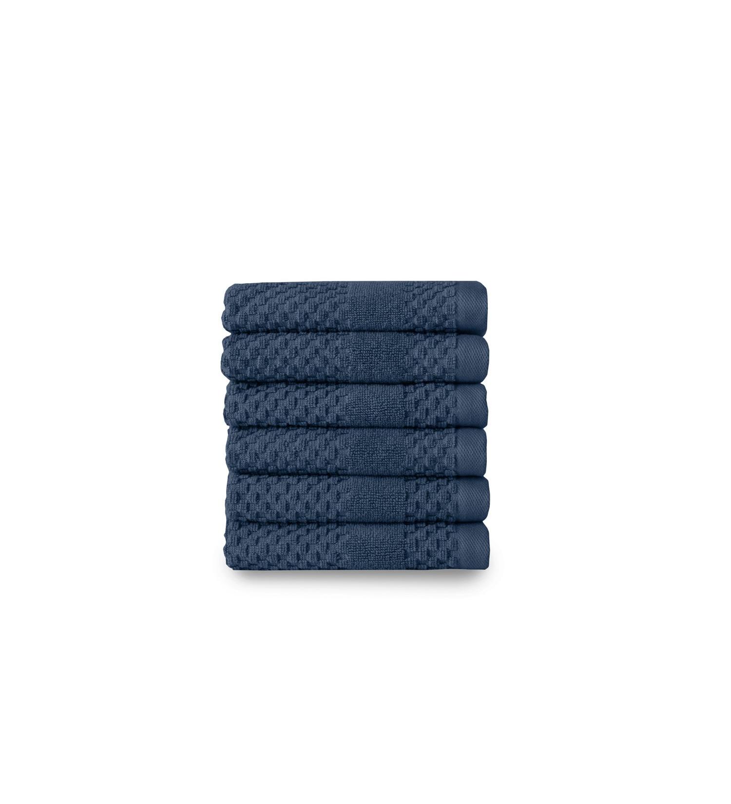 Chortex Turkish Cotton Washcloth (6 Pack) Pack of 6 Navy Navy Washcloth - Pack of 6