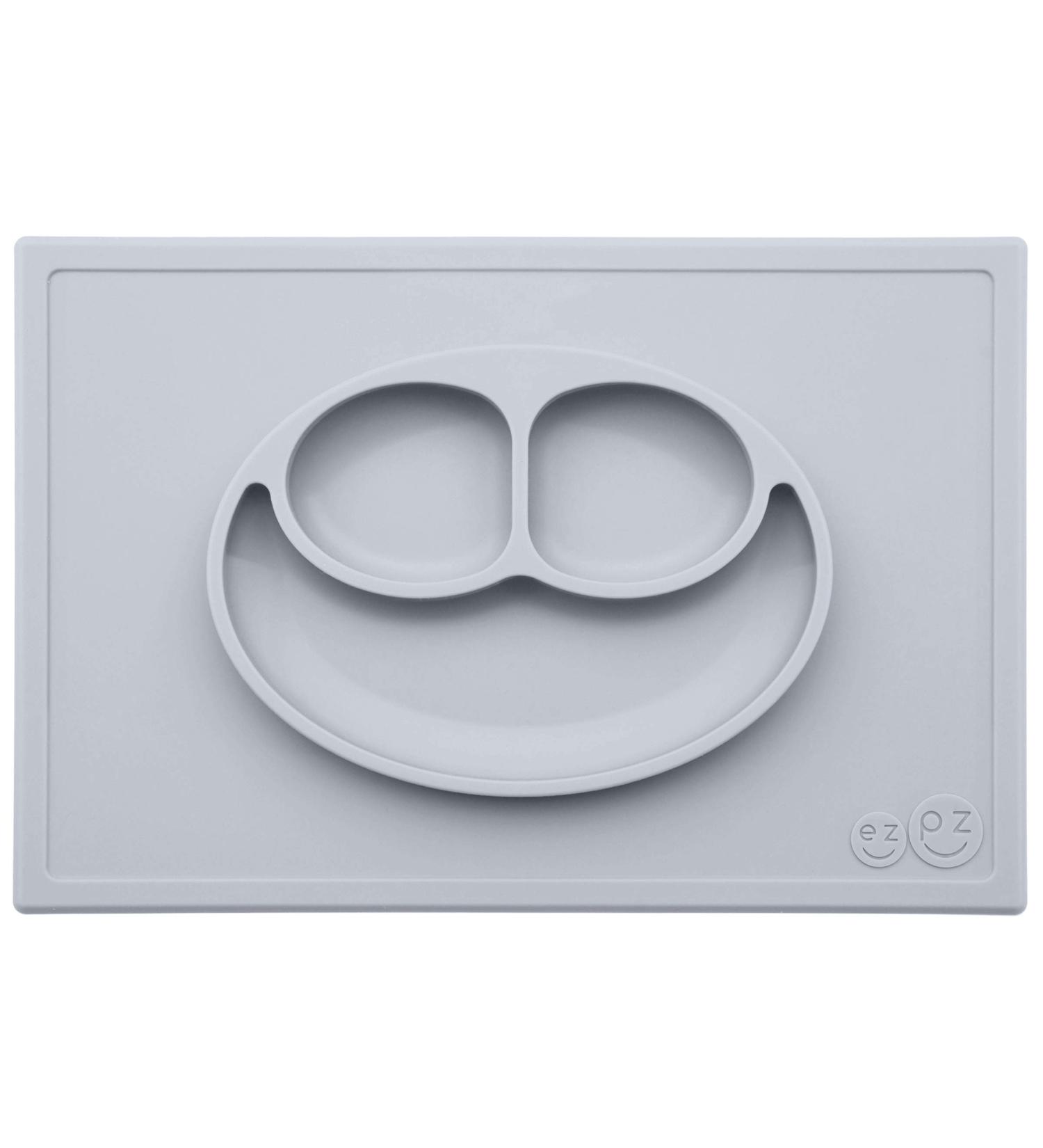 ezpz Happy Mat (Pewter) - Silicone Suction Plate for Toddlers & Preschoolers - Divided Dishwasher Safe Placemat - 24 Months - Buy Online on SooperMarket.com