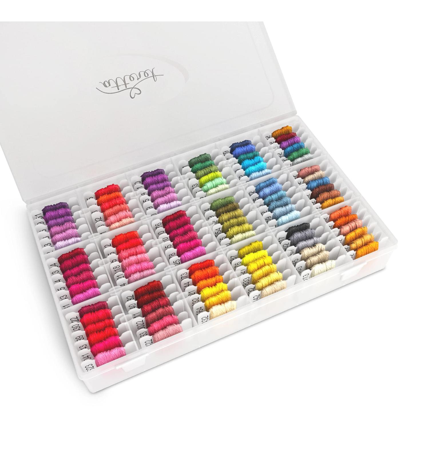 Atteret Embroidery Floss Kit - 108 Colors - Cotton and Metallic Threads - Organizer Storage Box - DMC Color Coding - Cross Stitch, Friendship Bracelets, String Crafts - Buy Online on SooperMarket.com