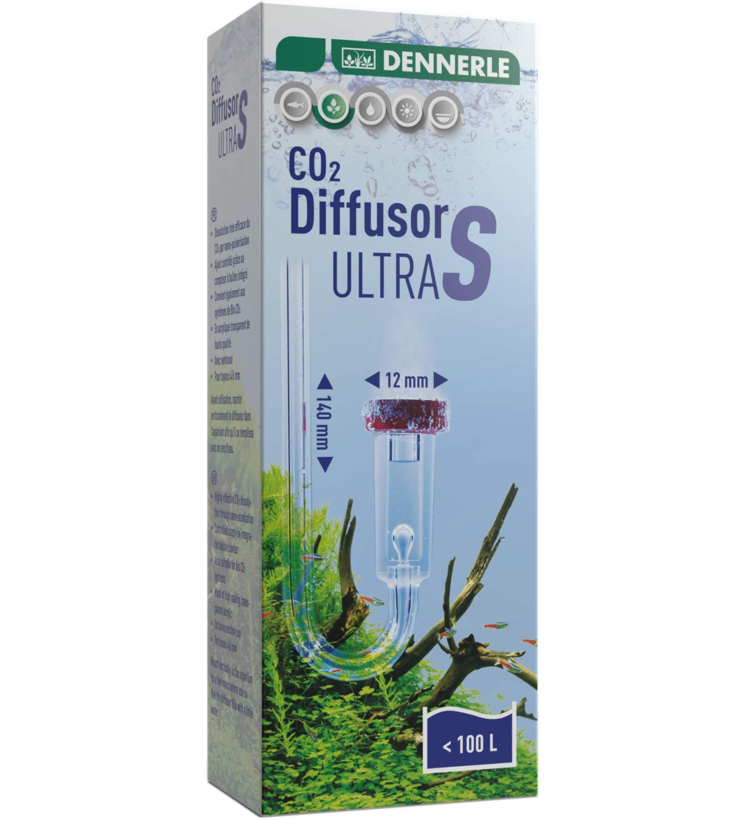 Dennerle CO2 Diffusor Ultra for Freshwater Aquariums up to 400L | Acrylic Glass | Integrated Bladder Meter | Size S for Aquariums up to 100L - Buy Online on SooperMarket.com