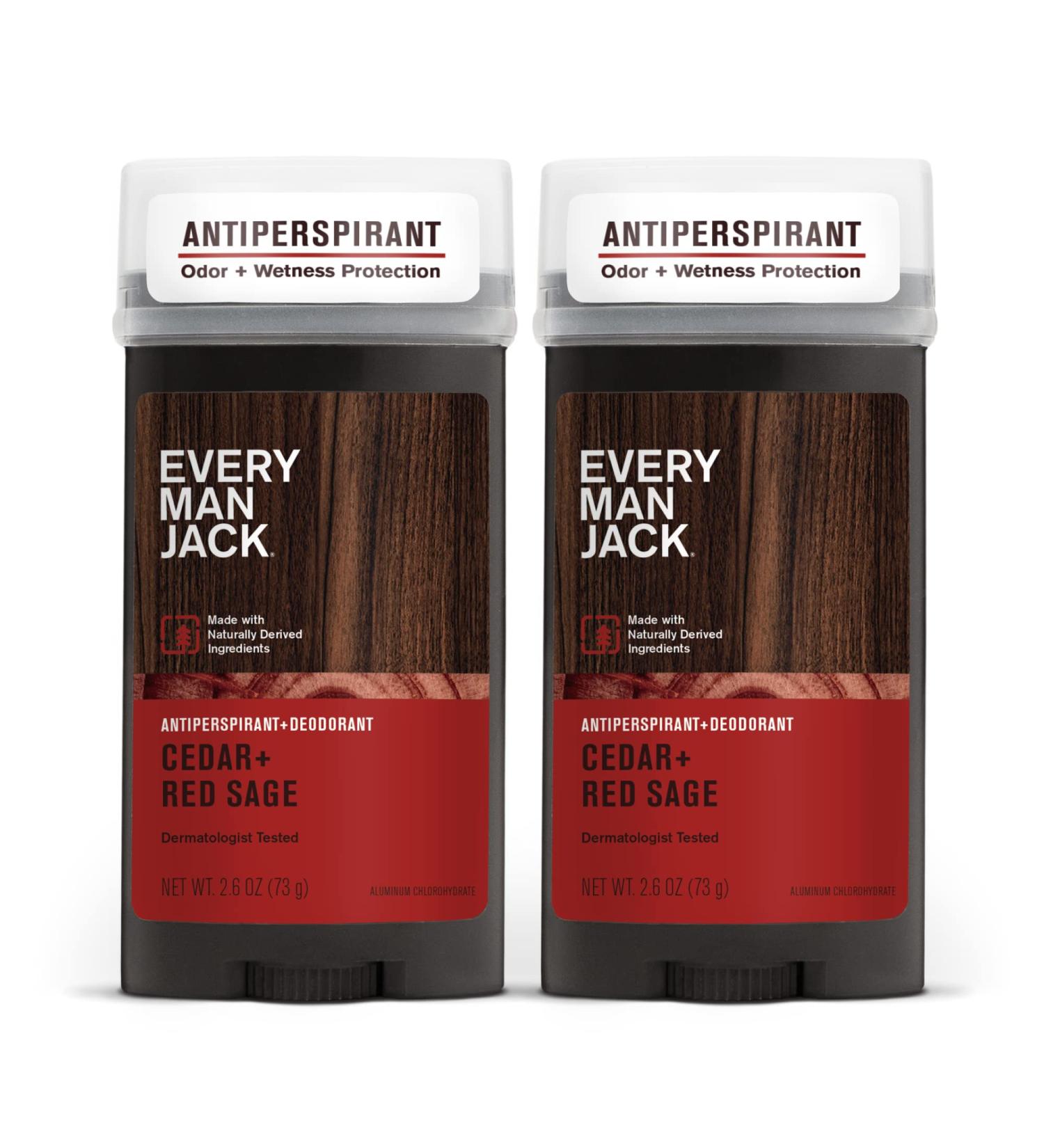 Every Man Jack Cedar + Red Sage Antiperspirant Deodorant 2.6oz - 2 Pack - Buy Online on SooperMarket.com