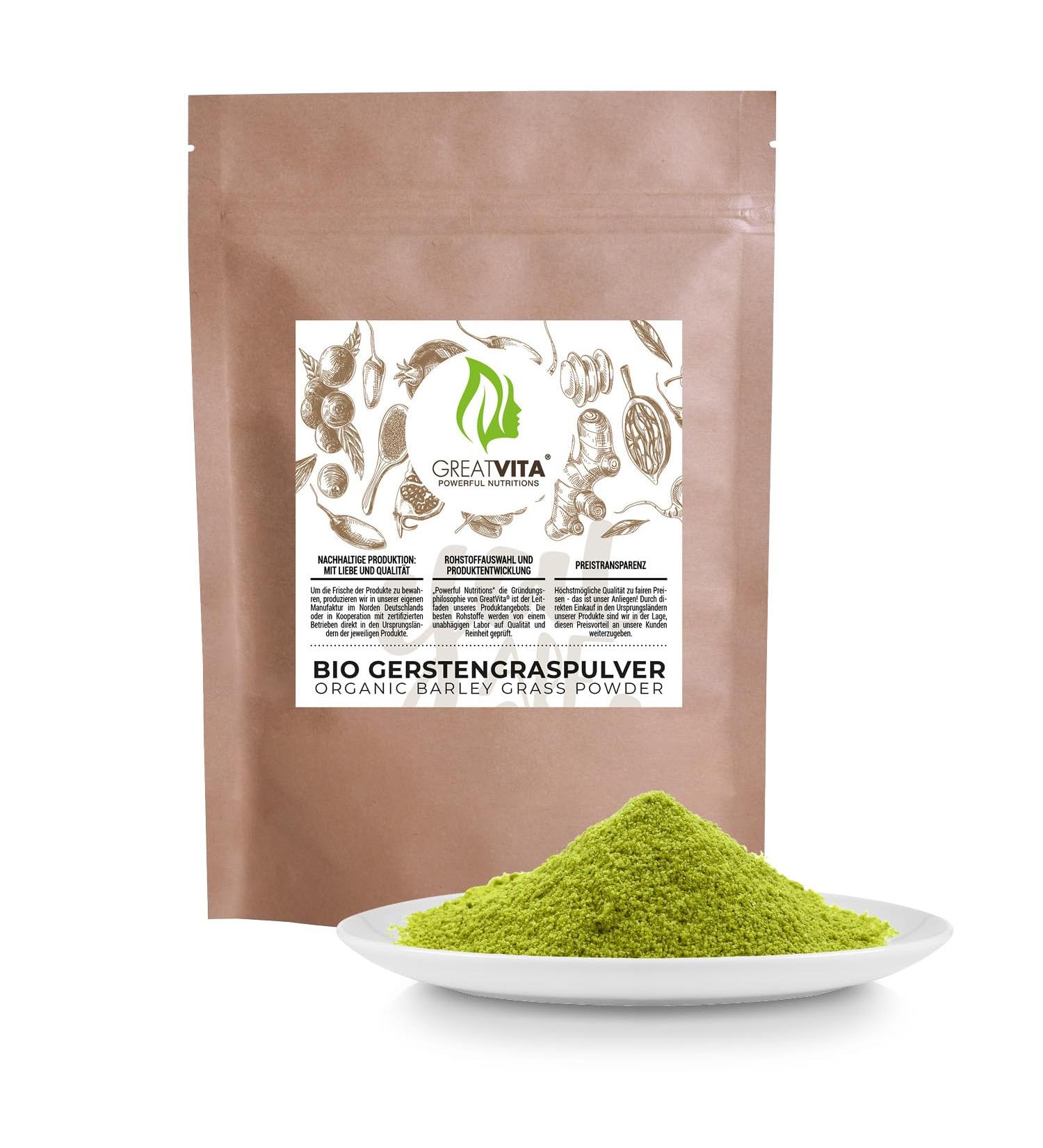 Buy Organic Barley Grass Powder 800g | German Cultivation | Raw Vegan | No Additives | Great Vita - Buy Online on SooperMarket.com