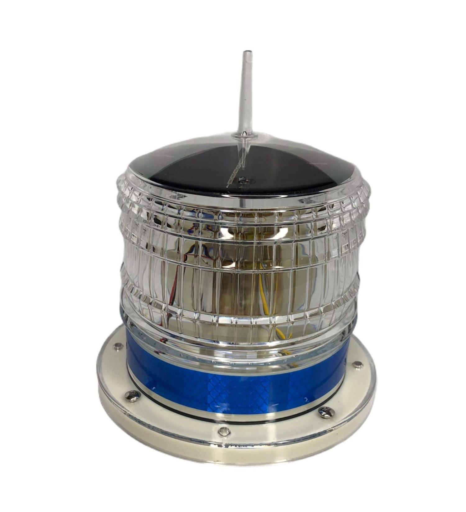 Steady-ON or Flashing 2NM IP67 Solar LED Marina Dock Barge Boat Safety Beacon Light - Blue LED - Buy Online on SooperMarket.com
