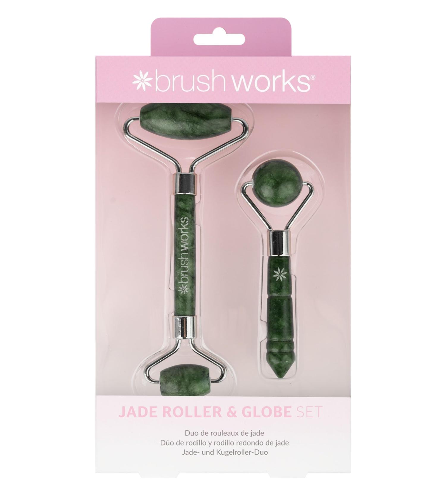 Brushworks Jade Roller & Globe Set - Pink | Facial Massage Tool Set - Buy Online on SooperMarket.com