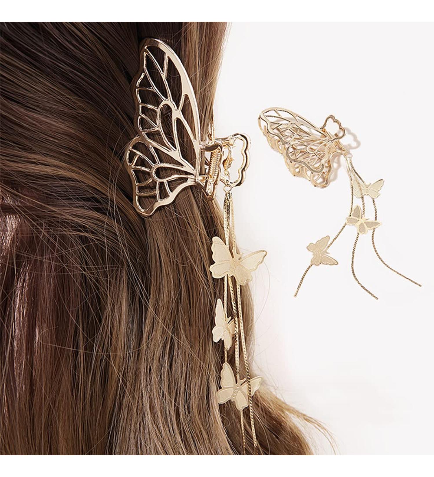 Gold Butterfly Hair Clip | Nonslip Metal Hair Claw for Women | Hair Accessories - Buy Online on SooperMarket.com