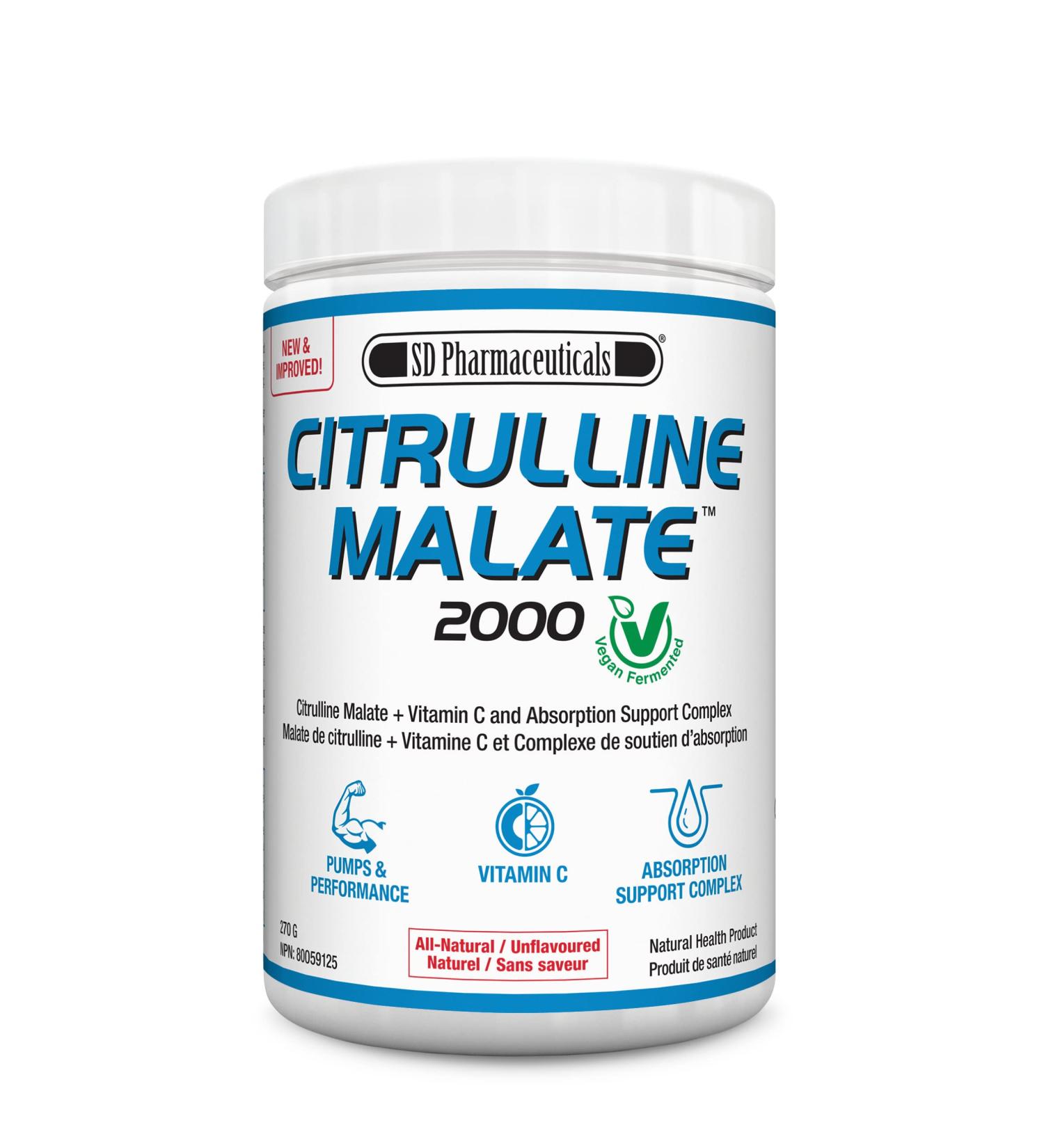 SD Pharmaceuticals Citrulline Malate 2000 (270 g) | Pure Vegan Fermented L-Citrulline Malate - Buy Online on SooperMarket.com