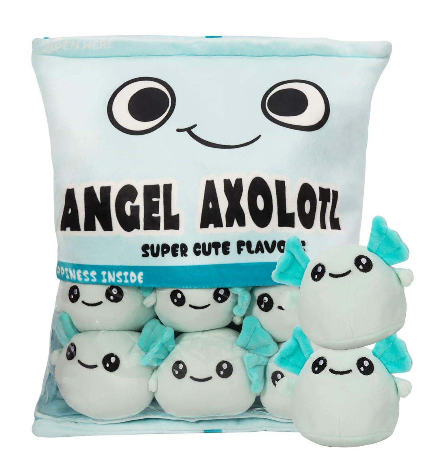 HXPLN Cute Snack Pillow Axolotl Plush Doll - Kawaii Pudding Cushion Gift for Kids - 6 Blue Axolotls Included - Buy Online on SooperMarket.com