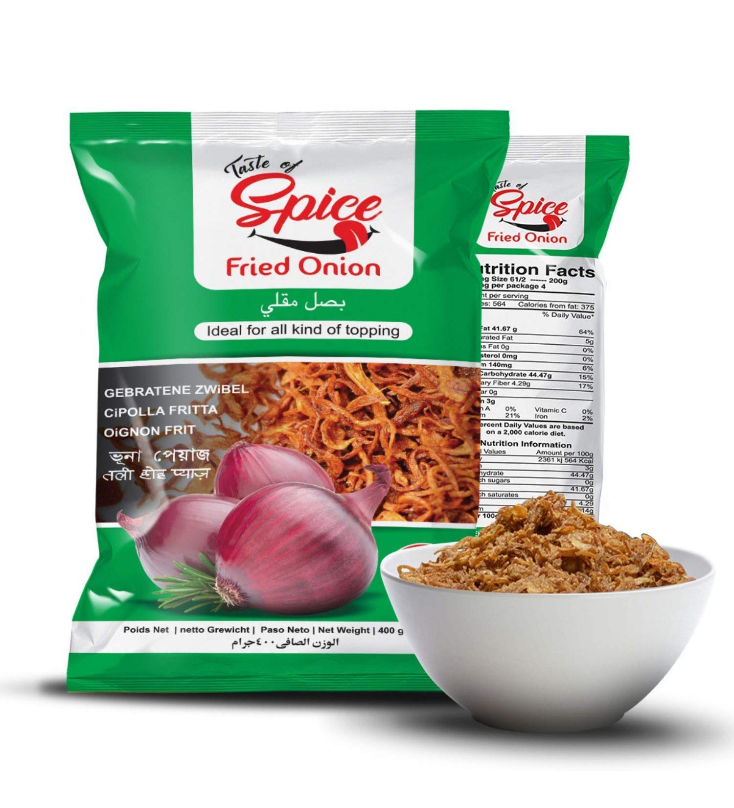 Taste of Spice Fried Onions 14oz (Pack of 2) - Crispy Fried Shallots | Gluten Free, Organic, Vegan, Non-GMO - Buy Online on SooperMarket.com