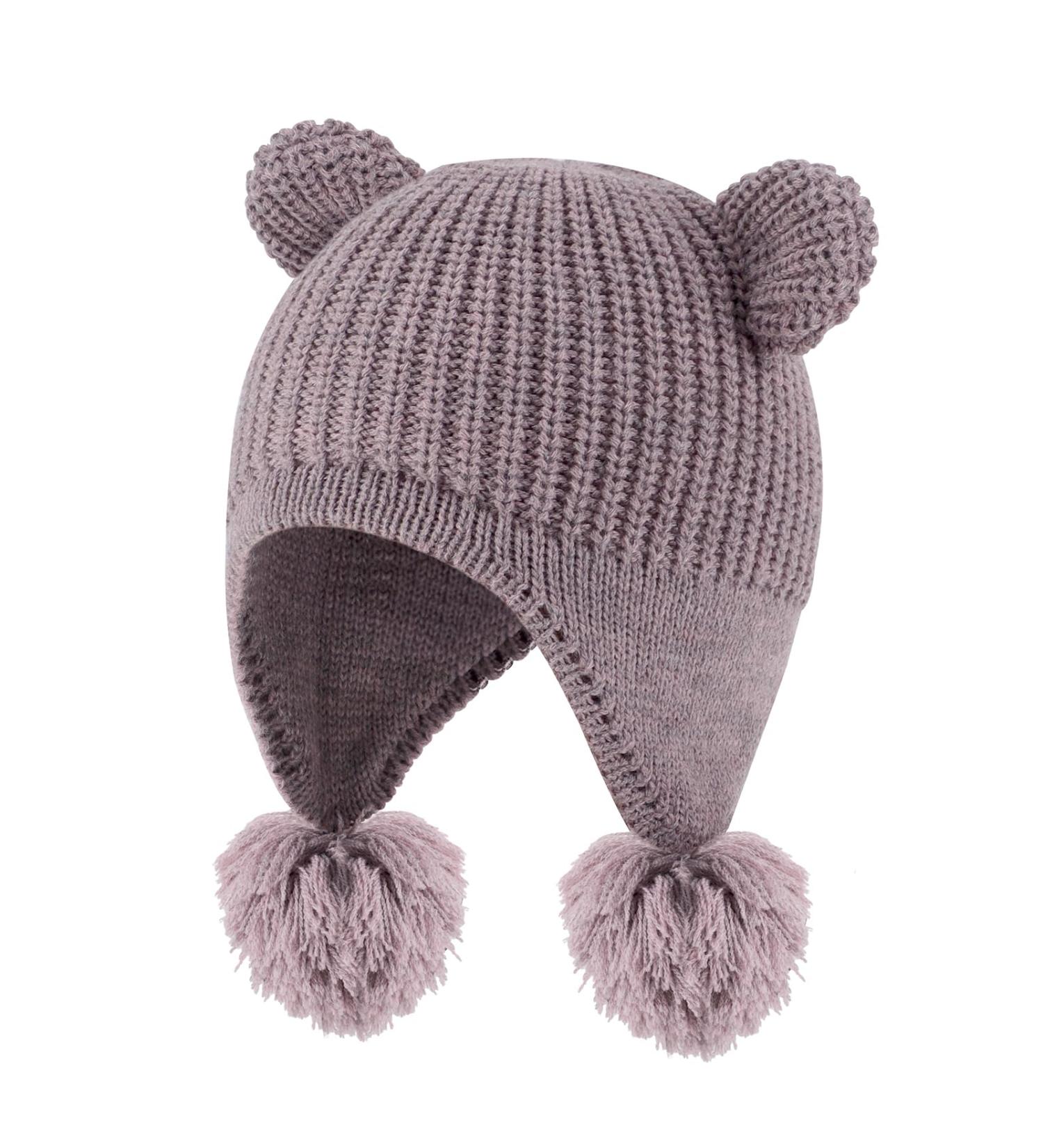 KAKU NANU Toddler Winter Hat with Double Pom Pom | Fleece Lined Beanie for Baby Boys & Girls 6-12 Months | Dark Purple - Buy Online on SooperMarket.com