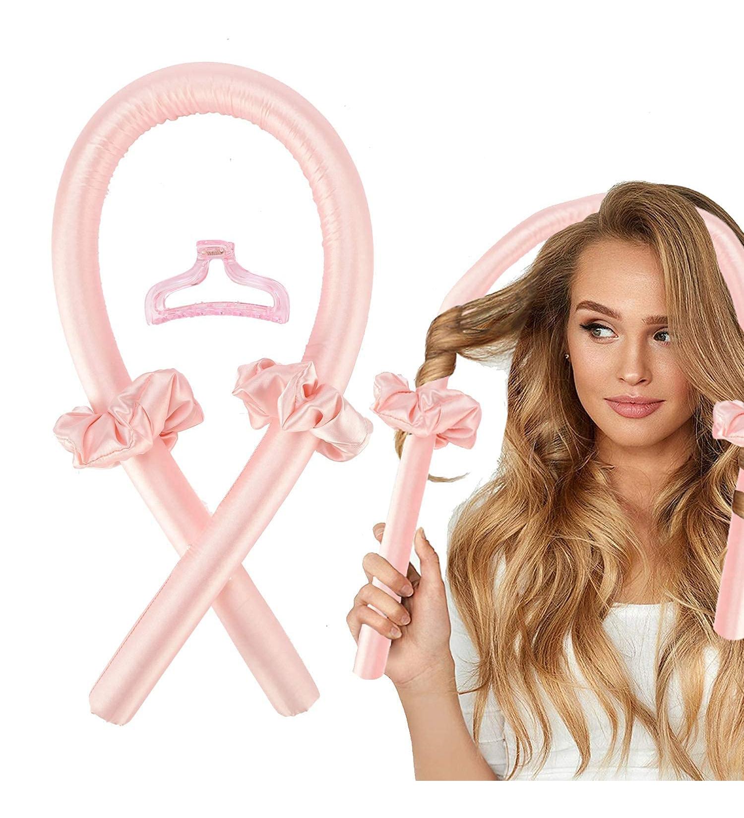 Heatless Curls Headband No Heat Wave Curlers Styling Tools for Long Medium Hair Make Soft And Shiny Pink1 - Buy Online on SooperMarket.com