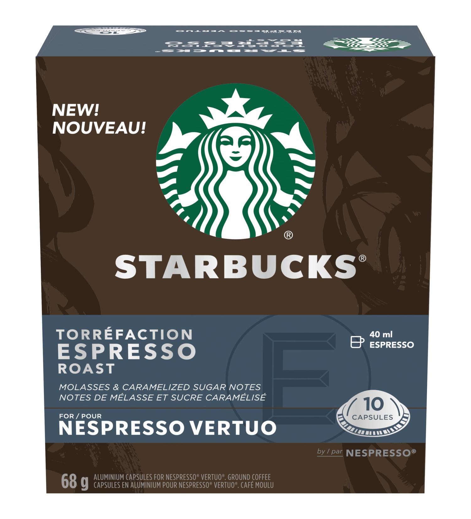 Starbucks By Nespresso Espresso Roast Coffee Pods Dark Roast Nespresso Vertuo Line Compatible Capsules 10 Coffee Pods - Buy Online on SooperMarket.com