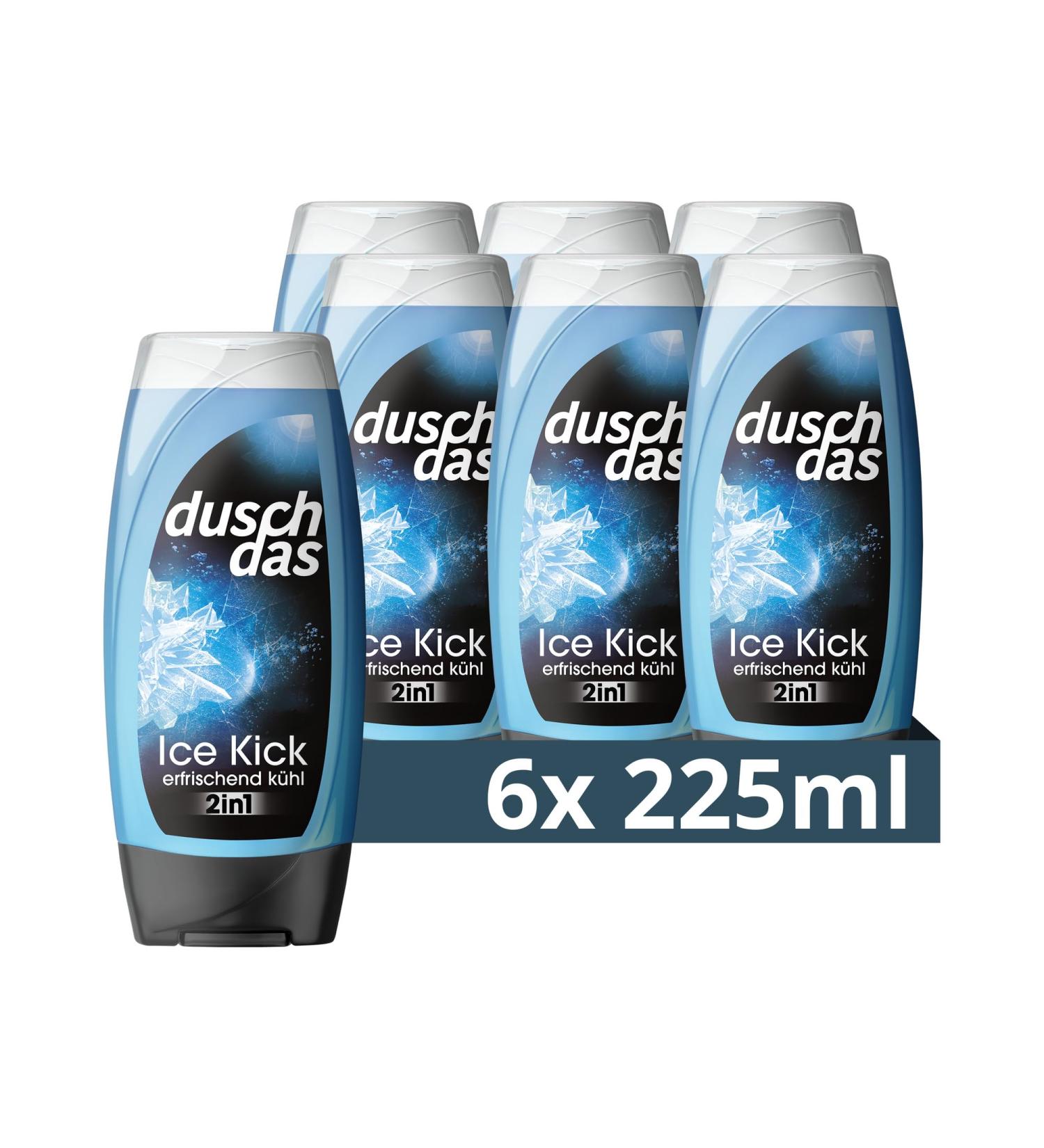 Duschdas 2-in-1 Shower Gel & Shampoo Ice Kick - Refreshing Shower Bath 6 x 225 ml | Buy Now for International Shipping - Buy Online on SooperMarket.com