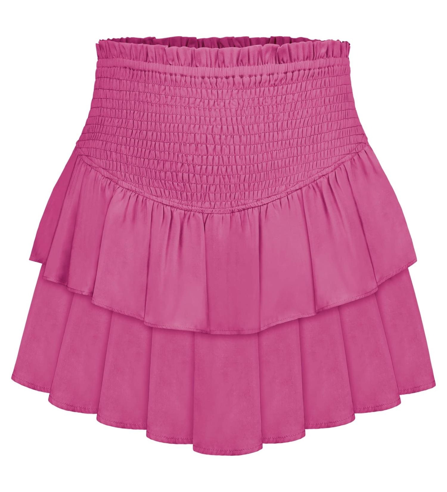 LAEMILIA Elastic Waist Floral Print Mini Skater Skirt XL - Rose Red - Buy Online on SooperMarket.com