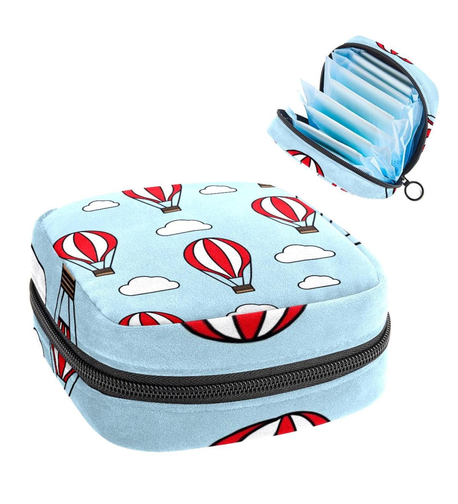 Anna Cowper Hot Air Balloon Print Sanitary Napkin Storage Bag - Multi-colored Feminine Menstrual Cup Pouch for Periods - Portable and Stylish Women's Tampon Holder - Buy Online on SooperMarket.com