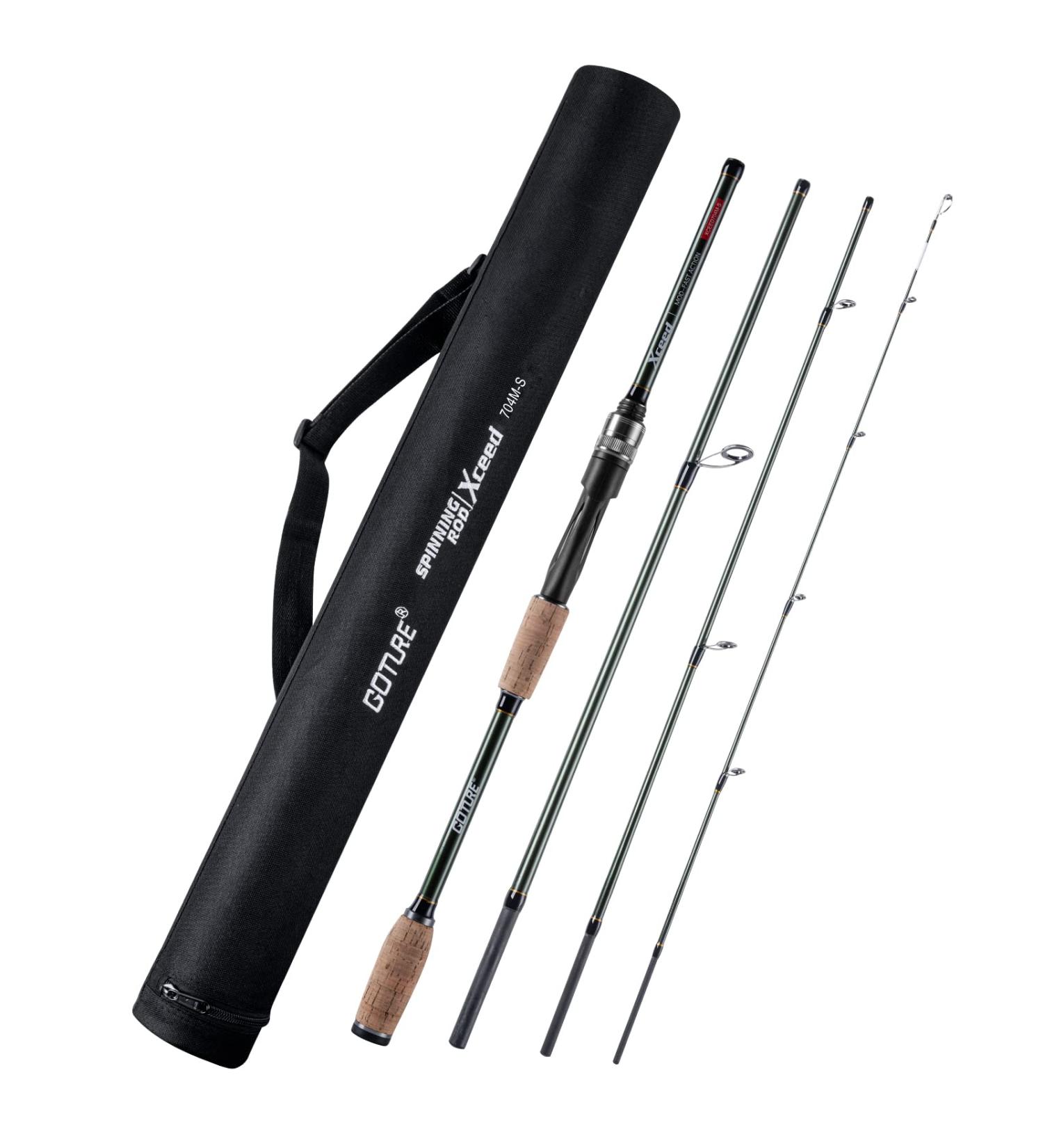 Goture Travel Fishing Rods 4 Piece Ultra Light Spinning Rod - Dark Green 8' - Best for Saltwater Trout, Bass, Walleye, Pike - Buy Online on SooperMarket.com