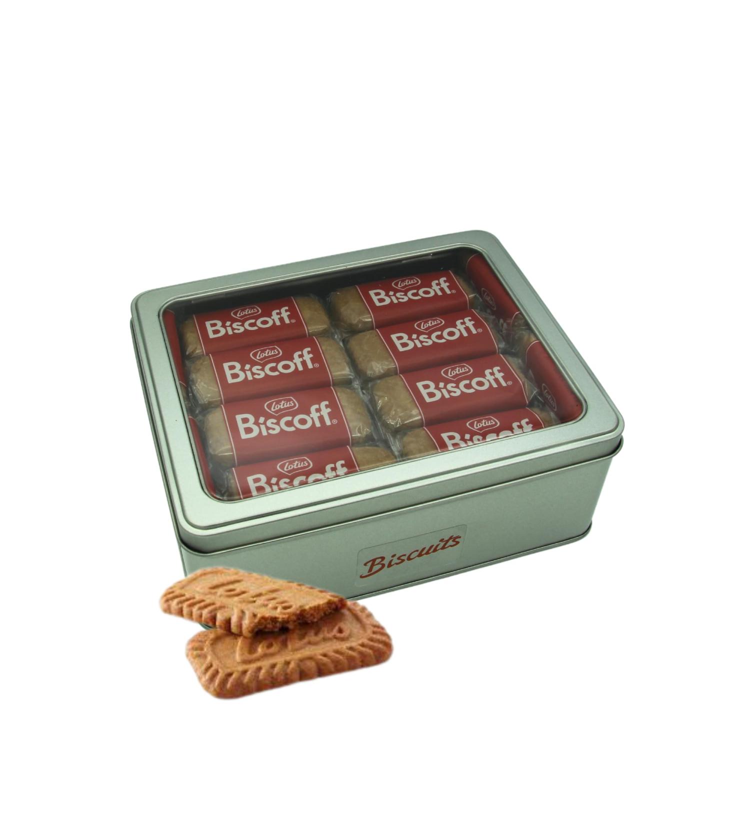 Biscoff Biscuits Hamper 44 Twin Packs (88) Bundle with Silver Refillable Window Lid Tin - Vegan - Ideal for Family Occasions Travel and Picnics - Buy Online on SooperMarket.com