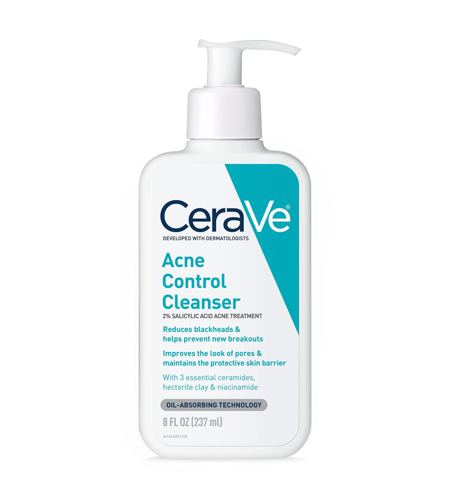 CeraVe Acne Treatment Face Wash | 2% Salicylic Acid Cleanser for Oily Skin | Blackhead Remover | Fragrance Free | 8oz - Buy Online on SooperMarket.com
