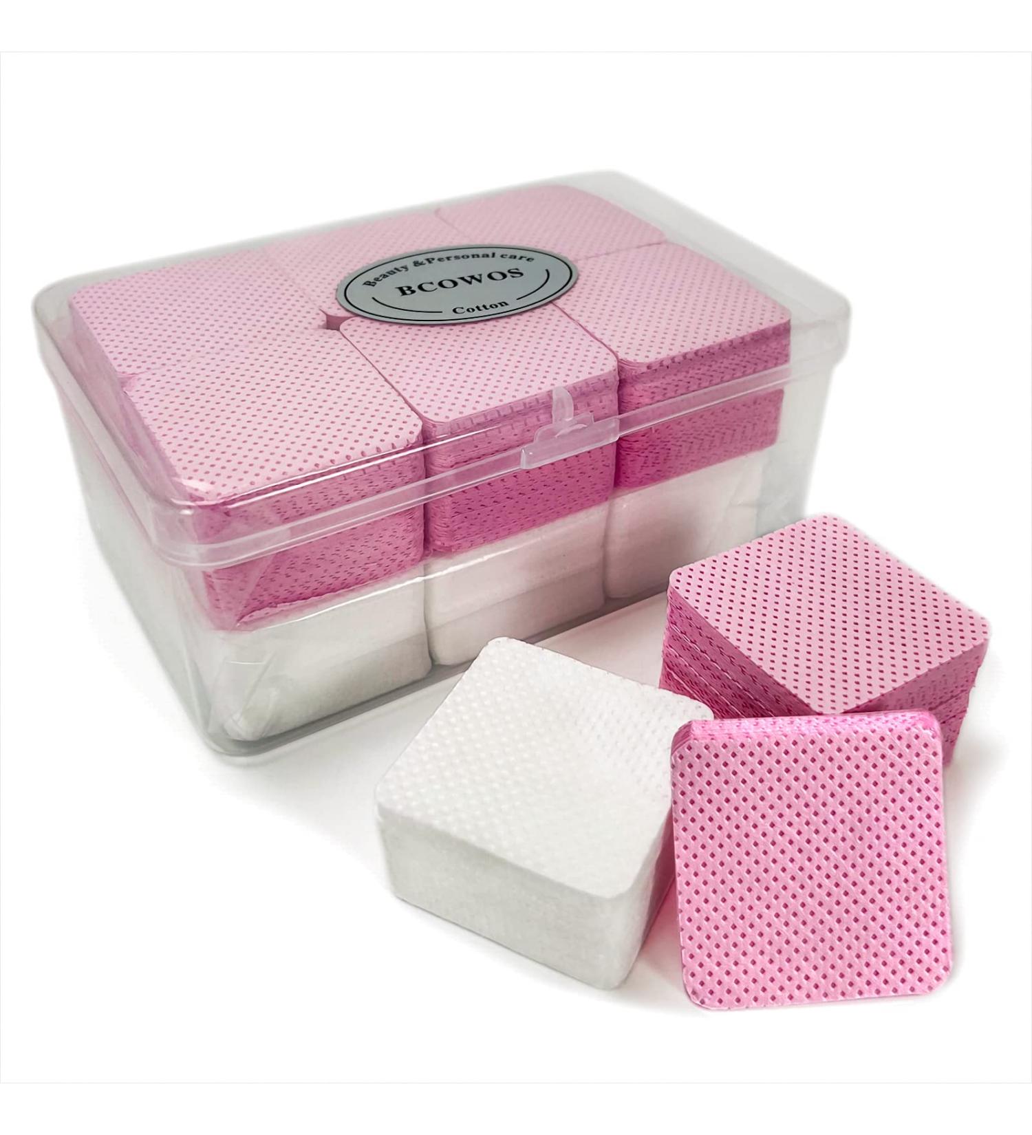 1080PCS Lint Free Nail Wipes - Non-Woven Polish Remover Pads for Nails & Eyelash Extensions - Soft Lint Free Wipes in Pink & White Case - Buy Online on SooperMarket.com