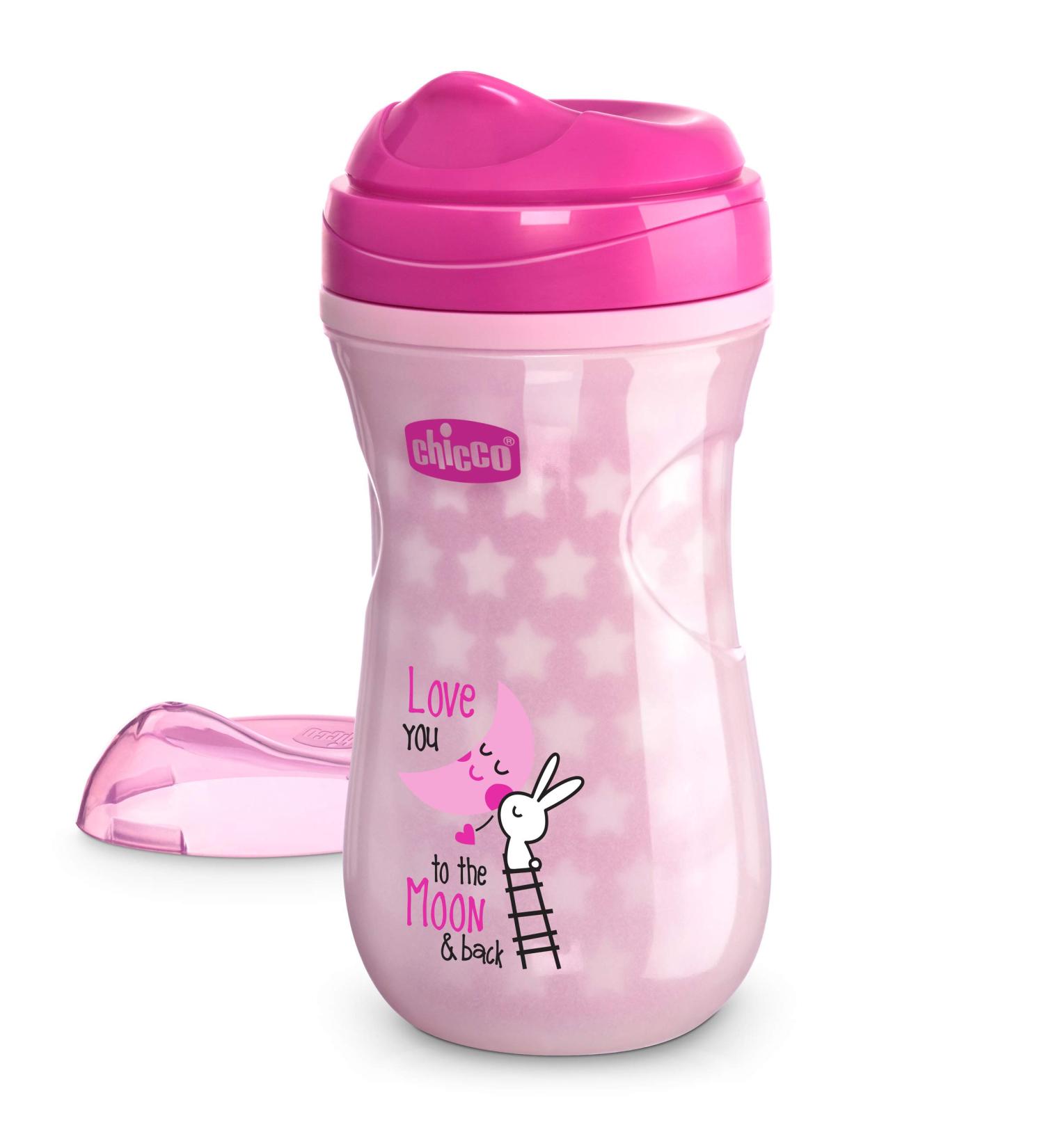 Chicco Glow In The Dark Insulated Rim Spout Trainer Sippy Cup 9oz Pink - Spill Free, 12m+ (1pk) - Buy Online on SooperMarket.com