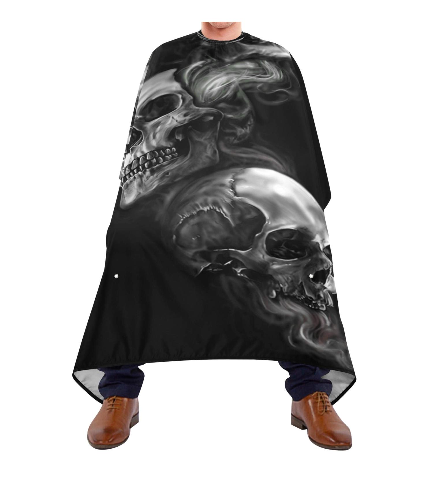 Three Skulls Barber Cape for Men and Women Adjustable Neckline Hair Cutting Kits Lightweight Waterproof Barber Apron Perfect for Salon & Home 55.1x64.9 inch - Buy Online on SooperMarket.com