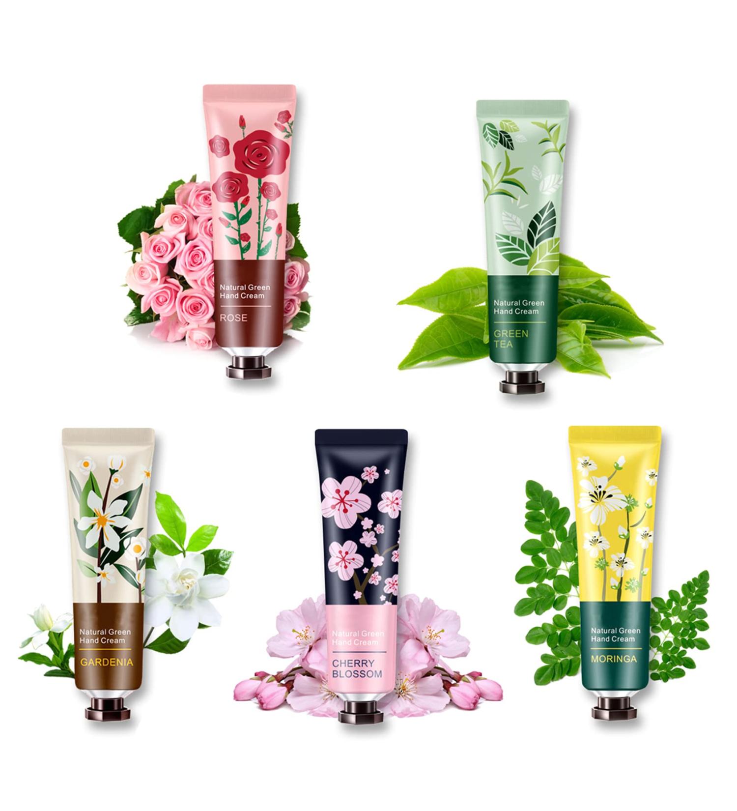 Buy 5 Pack Natural Plant Fragrance Hand Cream | Moisturizing Travel Size Lotion Set for Men & Women - Best Hand Care Gift - Buy Online on SooperMarket.com