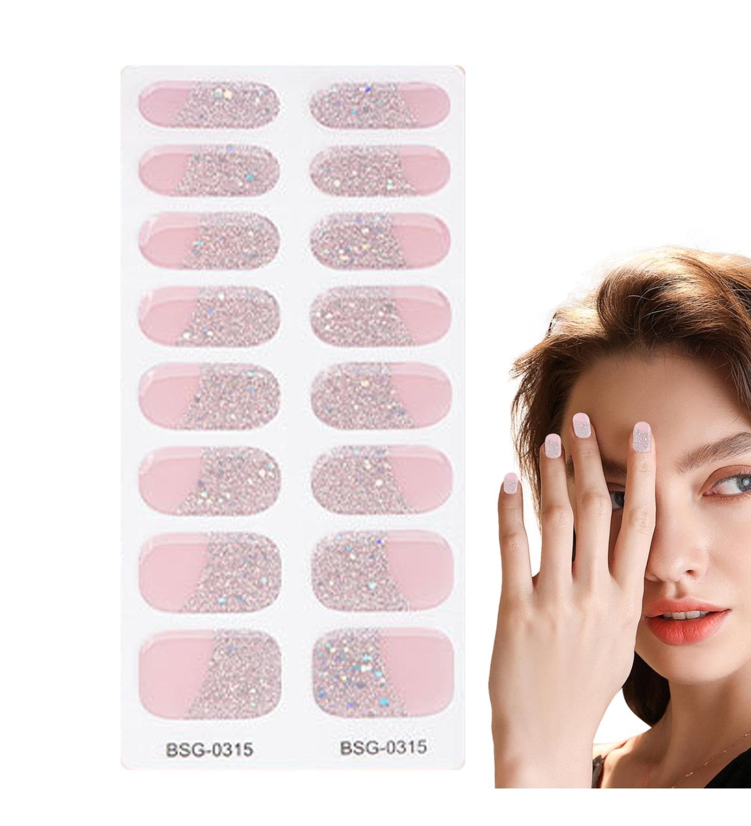 Semi-Cured Nail Wraps Natural Gloss Gel Nail Strips | Adhesive Nail Polish Strips Fingernail Manicure Stickers Salon-Quality Finish Easy Application - Buy Online on SooperMarket.com
