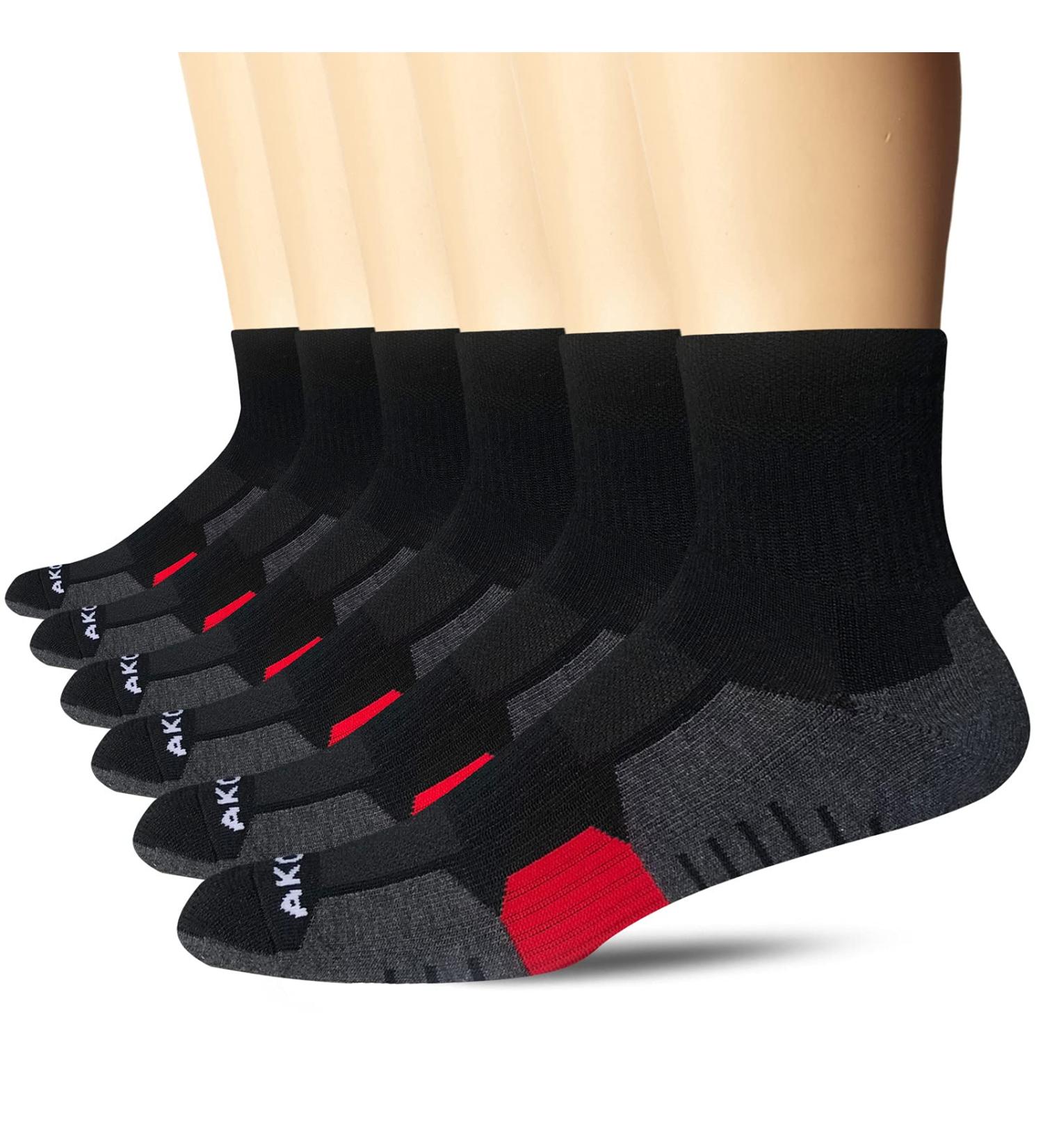 AKOENY Men's Ankle Athletic Running Quarter Socks (6-Pack) Black - Size 9-12 - Buy Online on SooperMarket.com