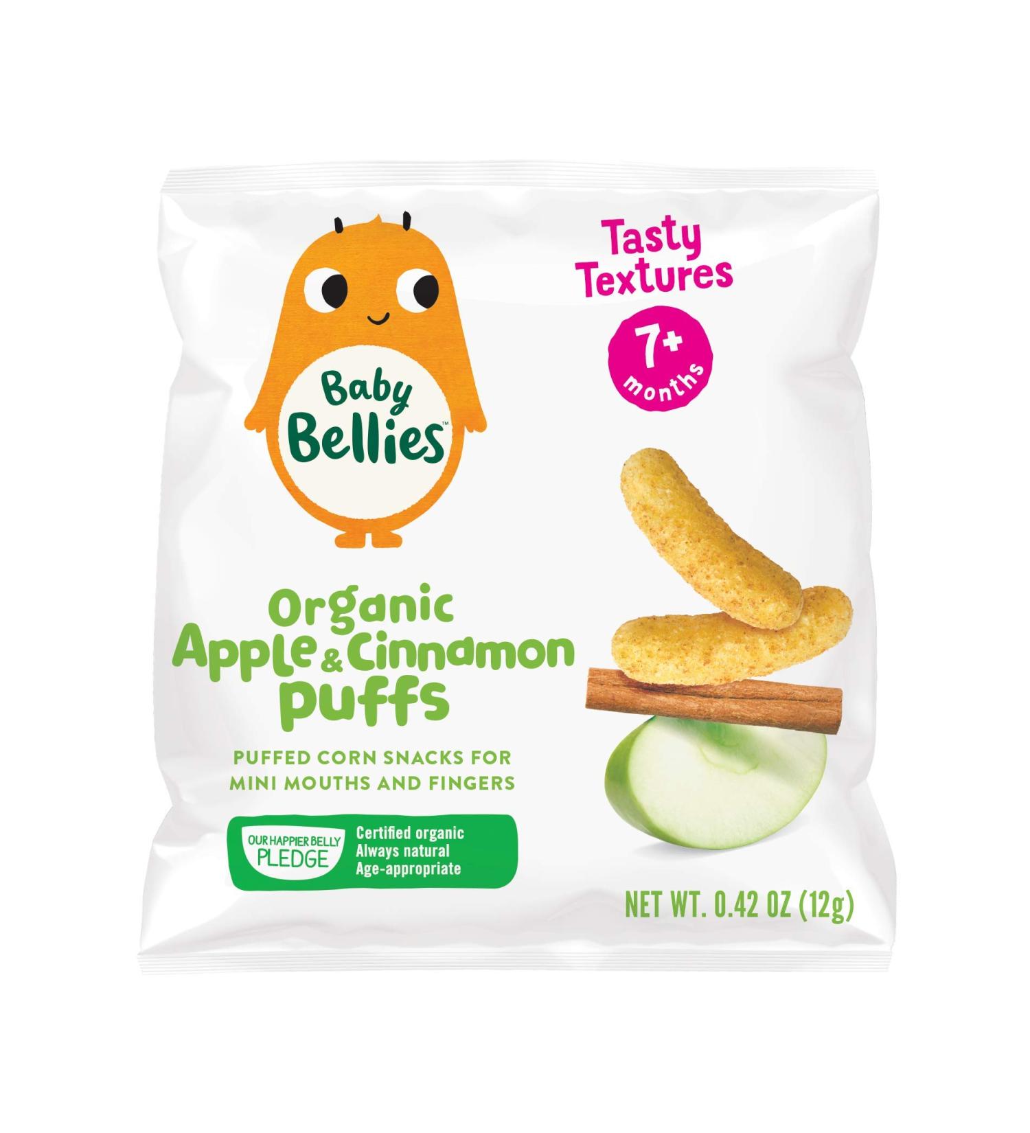 Baby Bellies Organic Apple & Cinnamon Puffs Baby Snack - Pack of 6 Individual Snack Packs - Buy Online on SooperMarket.com
